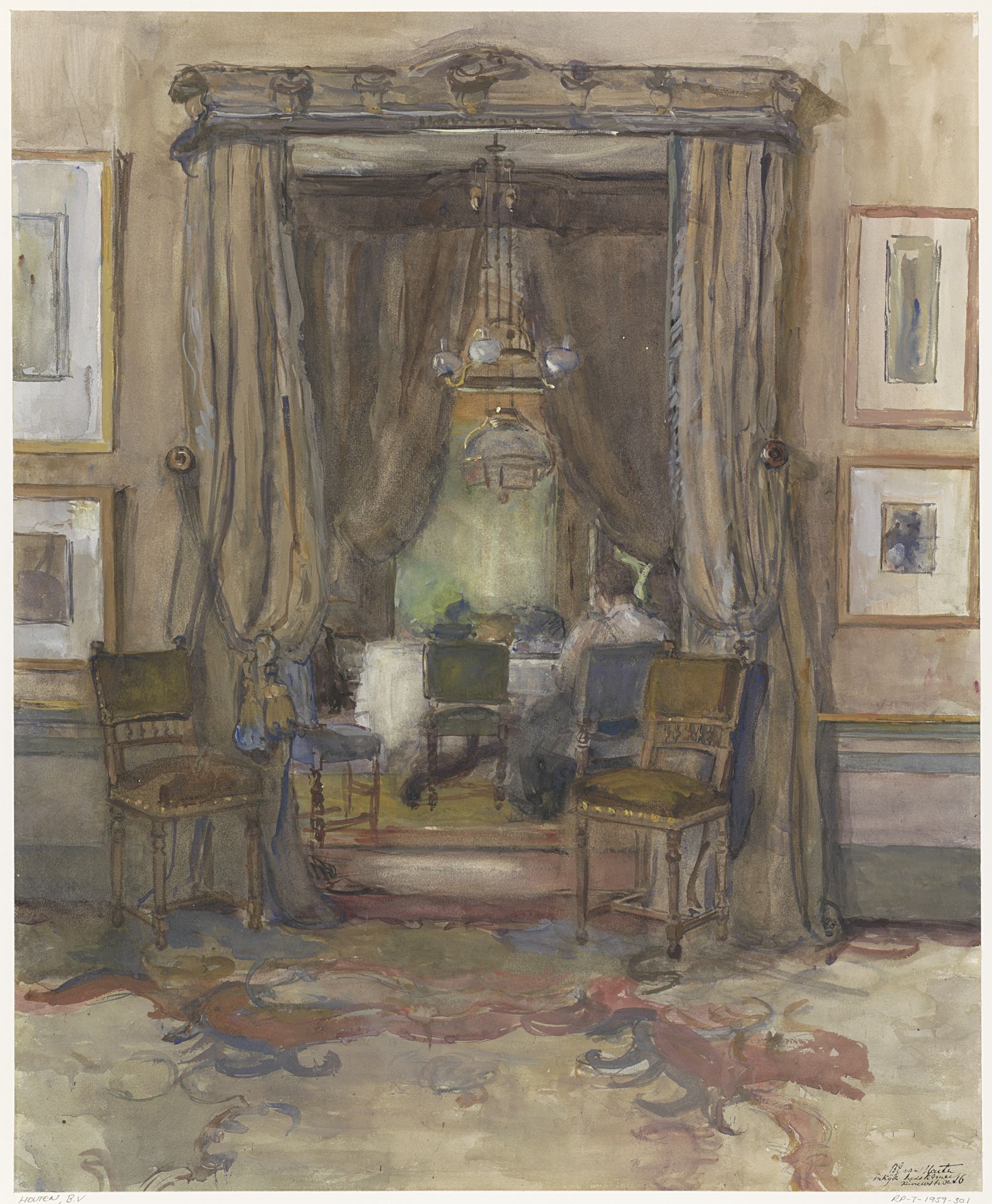 De huiskamer aan de Riouwstraat te Den Haag, bij daglicht by Barbara Elisabeth van Houten