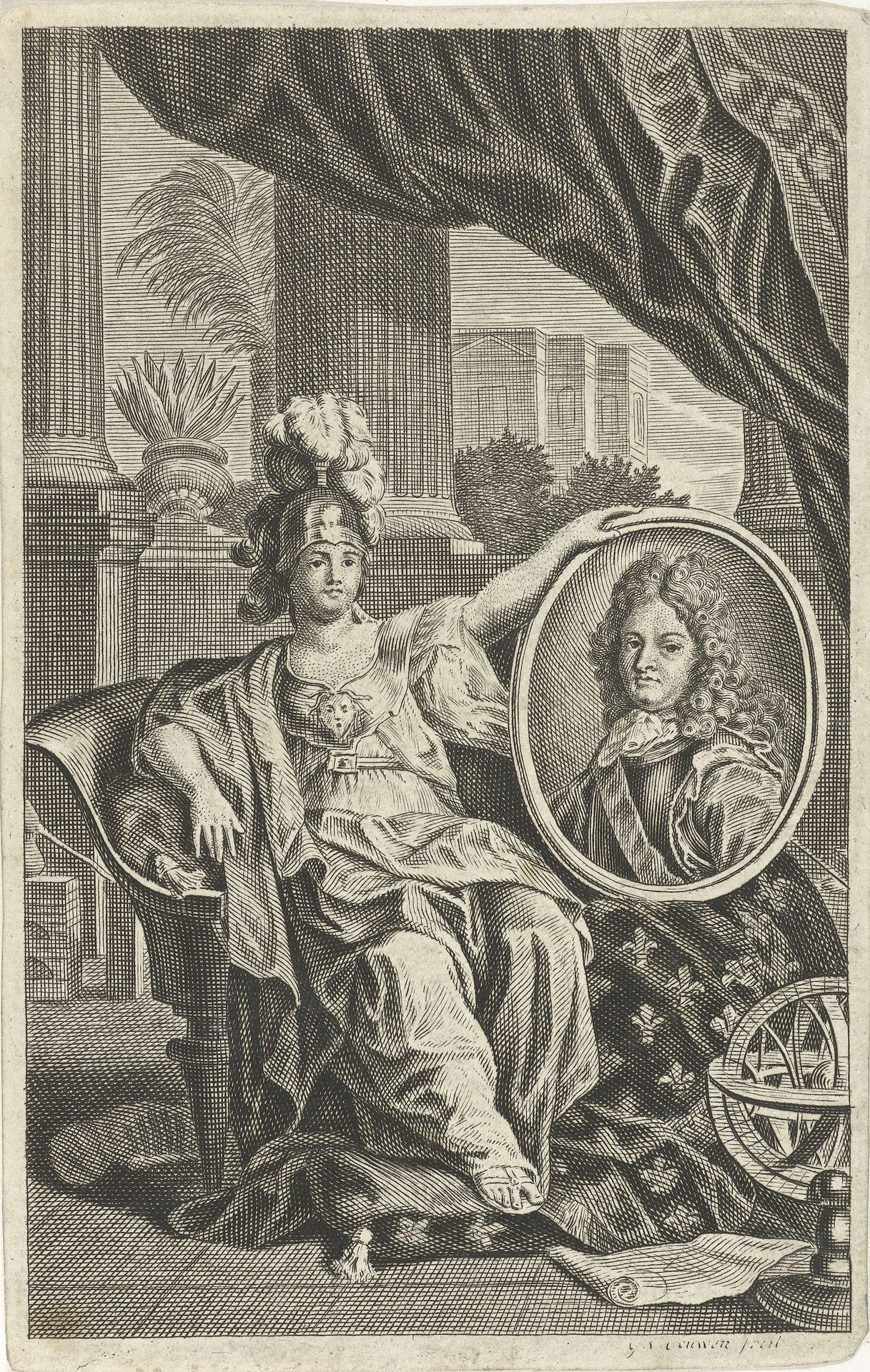 Minerva met het portret van een onbekende man by Gilliam van der Gouwen