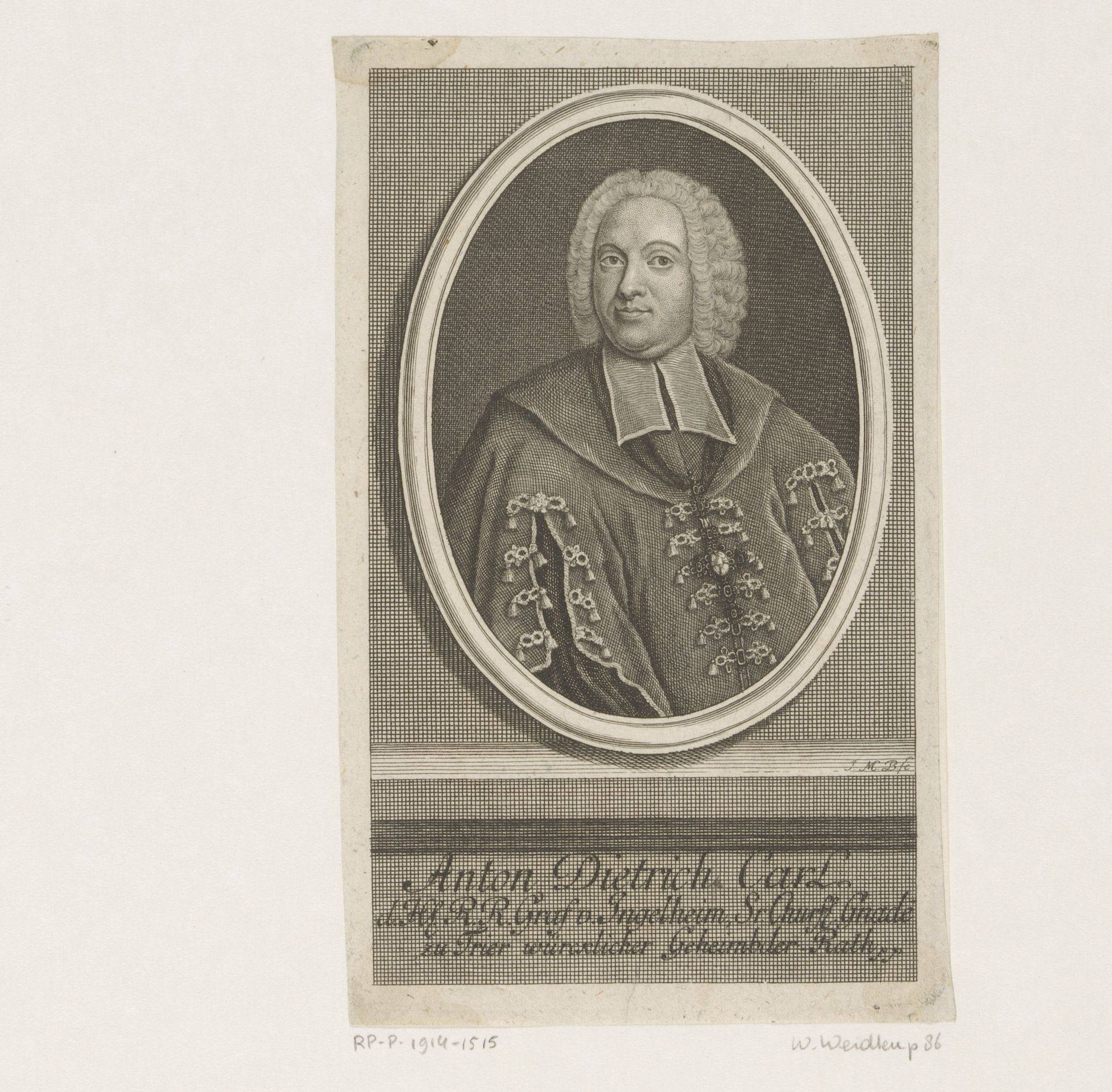 Portret van Anton Dietrich Carl von Ingelheim by Johann Martin Bernigeroth