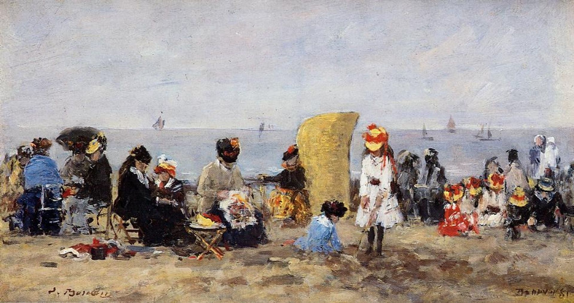 Beach Scene, Trouville by Eugène Boudin