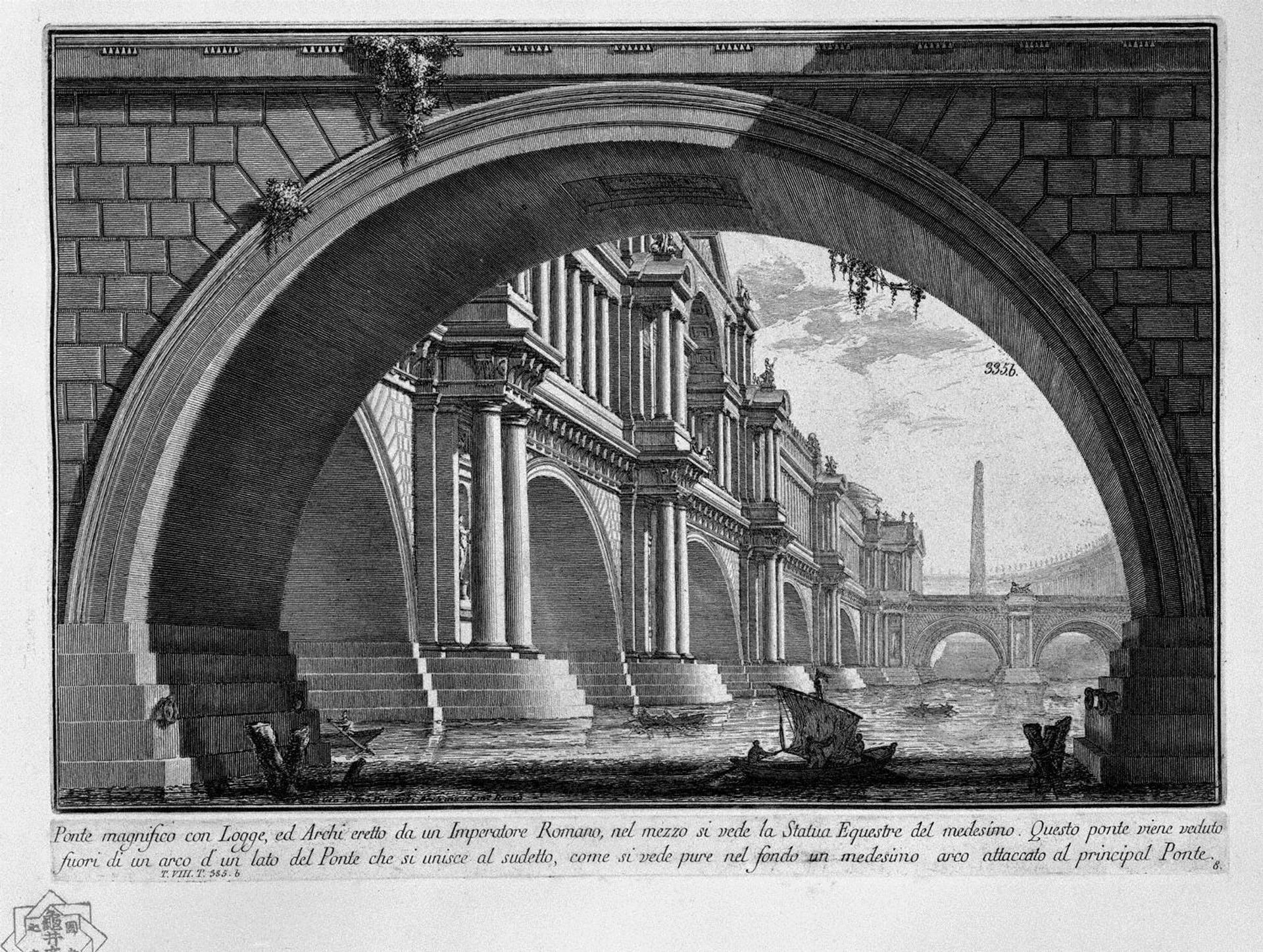 Bridge with magnificent balconies and arches erected by a Roman Emperor by Giovanni Battista Piranesi