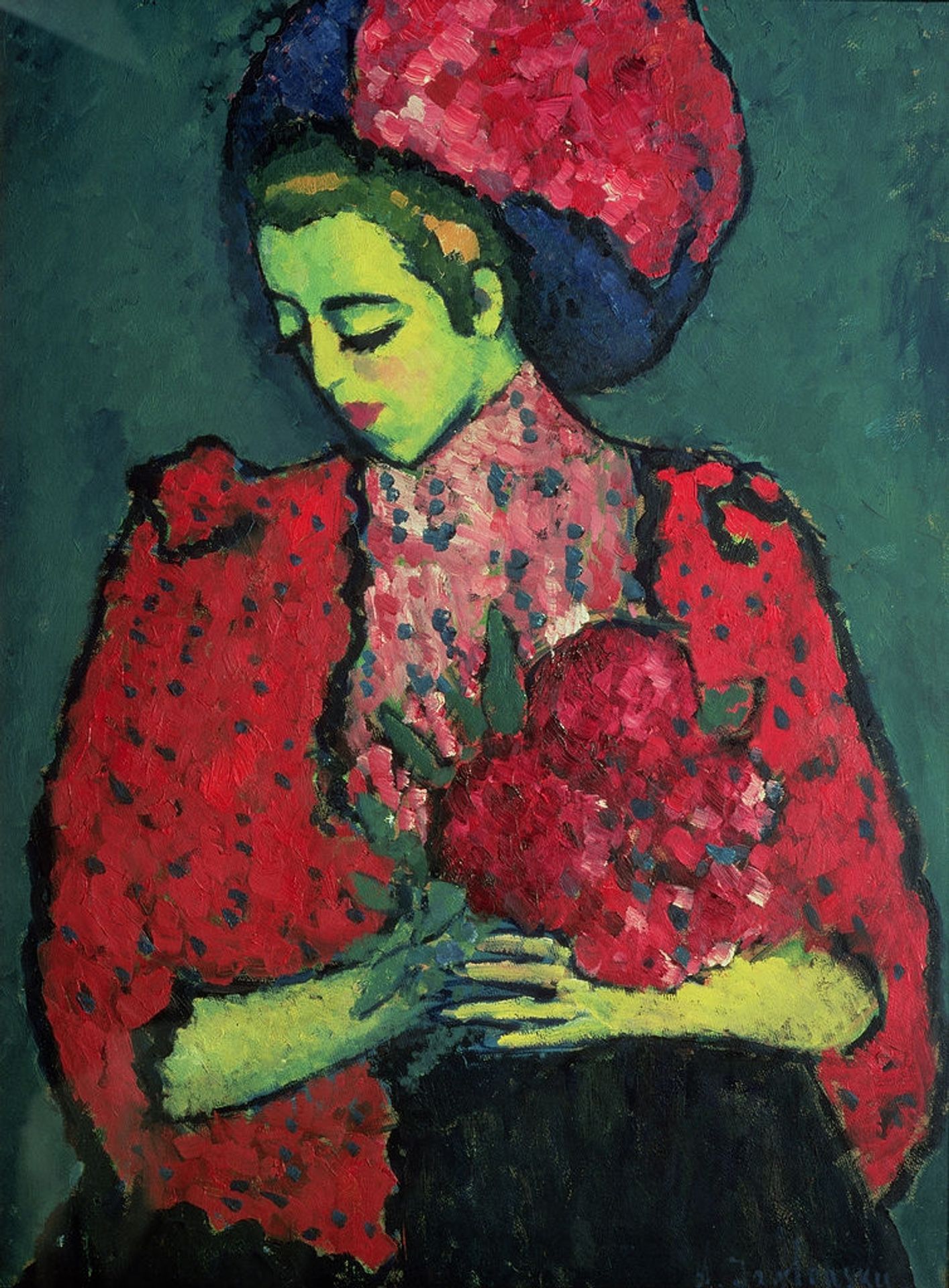 Young Girl with Peonies by Alexej von Jawlensky