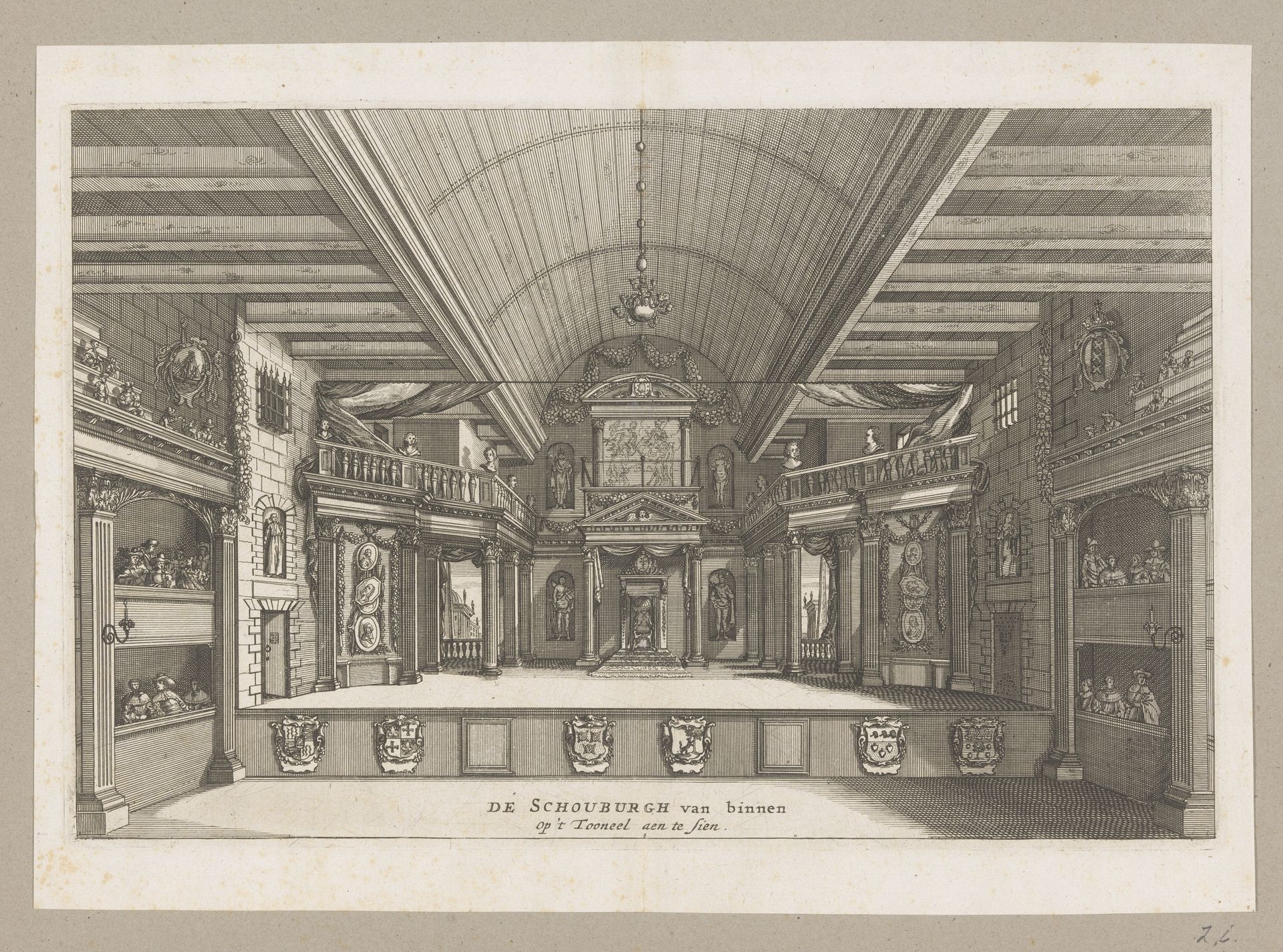 Toneel van de Schouwburg aan de Keizersgracht in Amsterdam by Jacob van Meurs