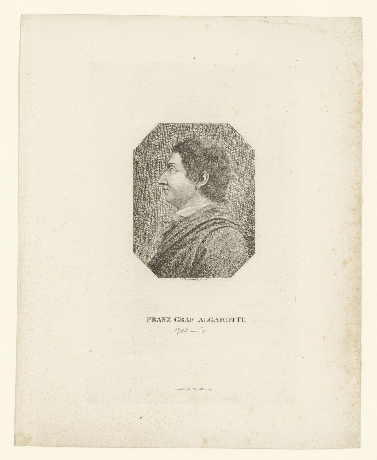 Portret van Francesco Algarotti by Friedrich Rossmässler