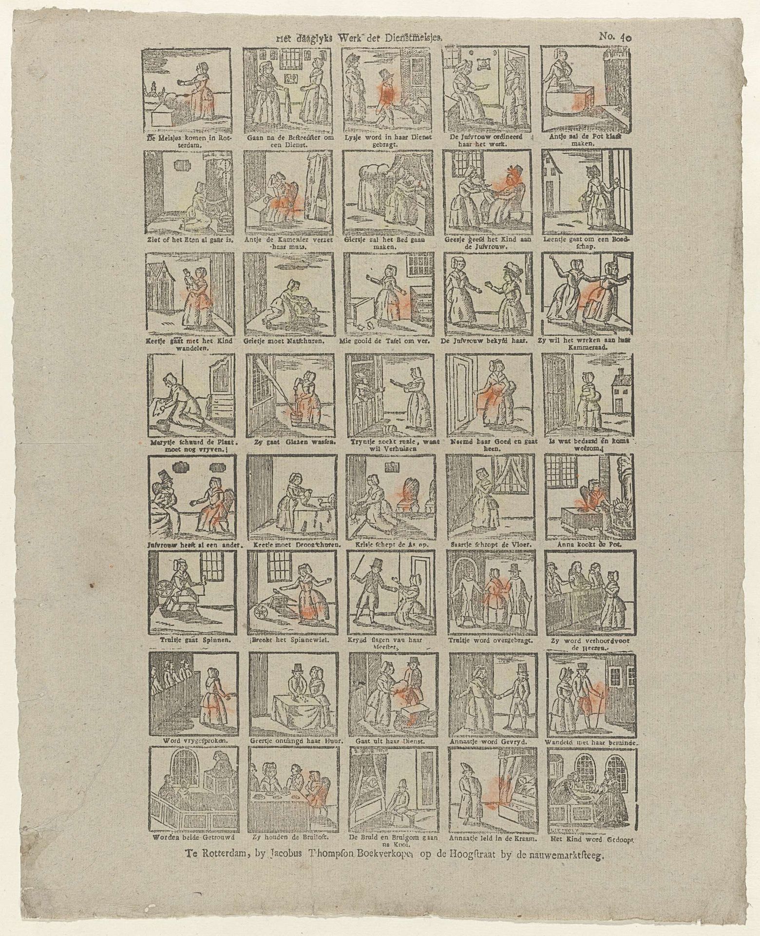 Het daaglyks werk der dienstmeisjes by Jacobus Thompson