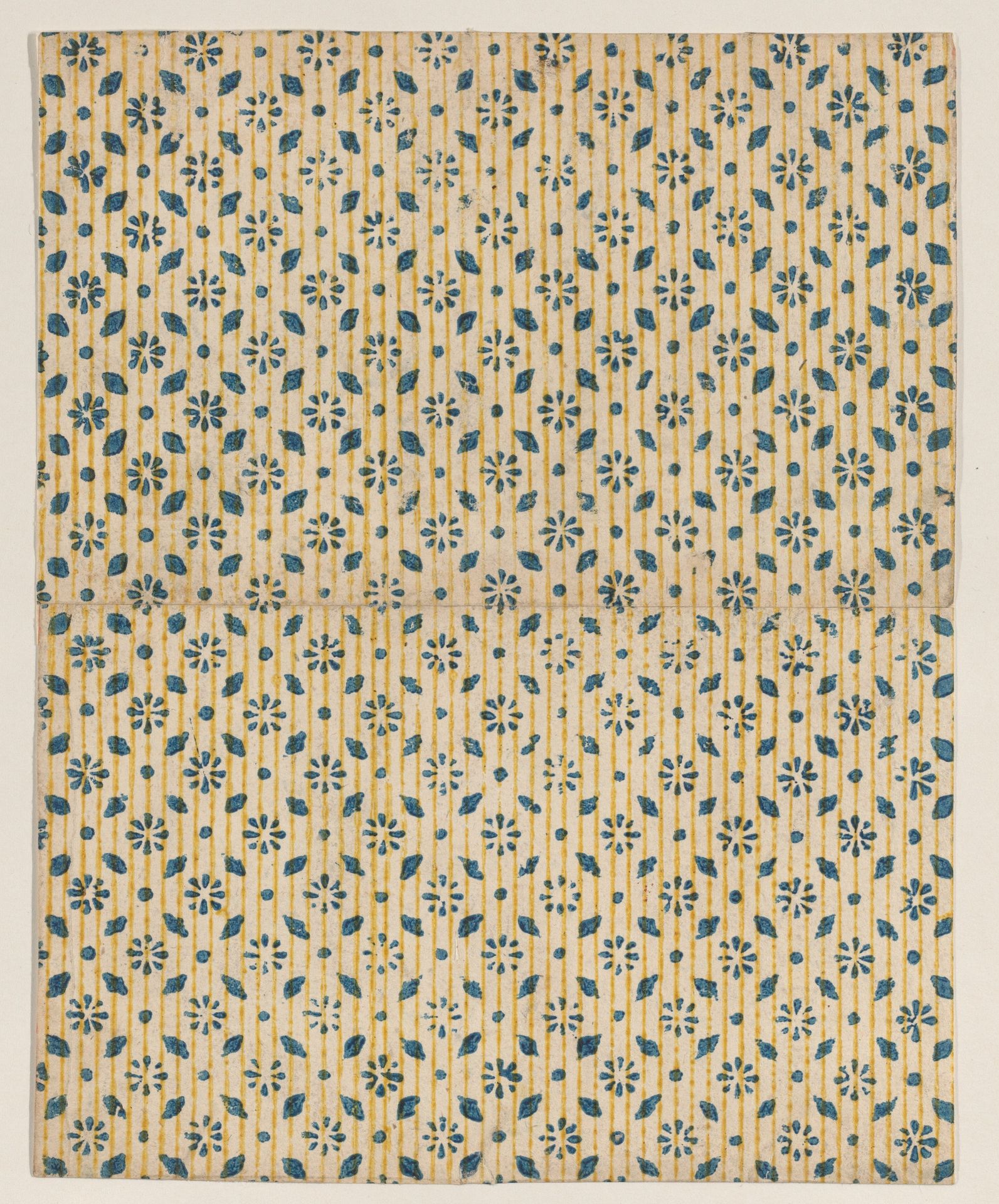 Sheet with overall floral and stripe pattern by Anonymous