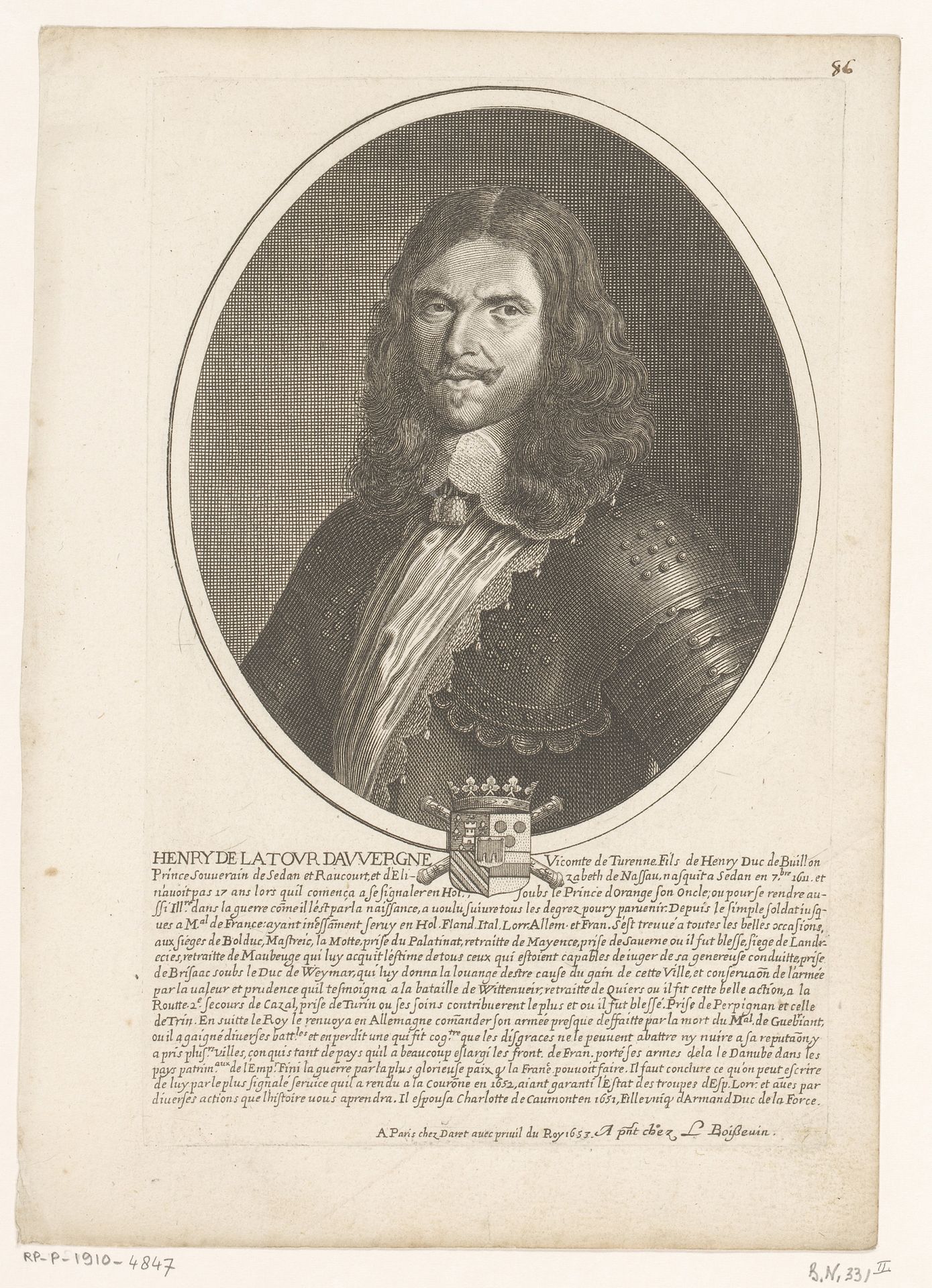 Portret van Henri de Latour d'Auvergne, vicomte de Turenne by Pierre Daret