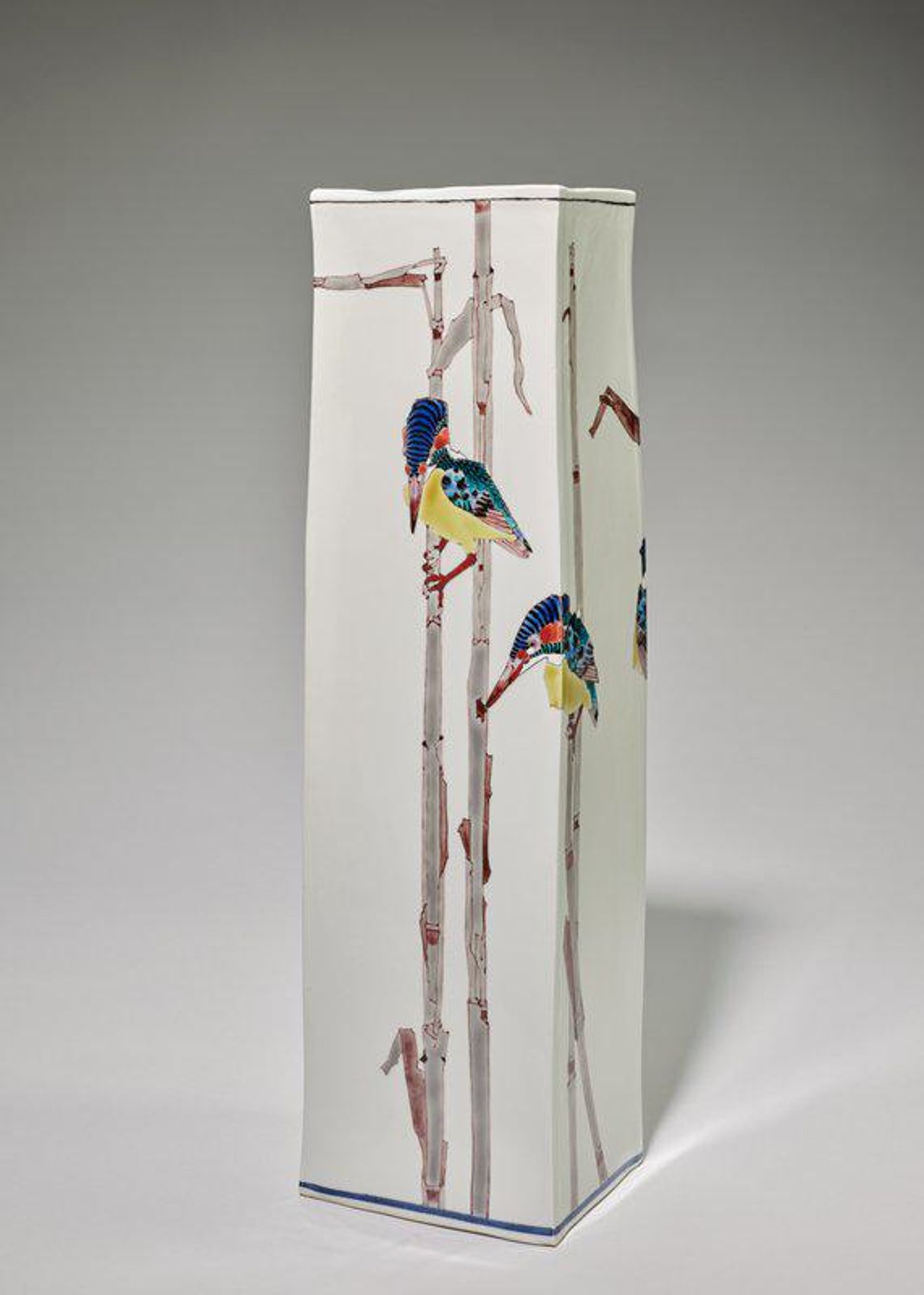 Untitled [Vase decorated with kingfishers] by Takegoshi Jun