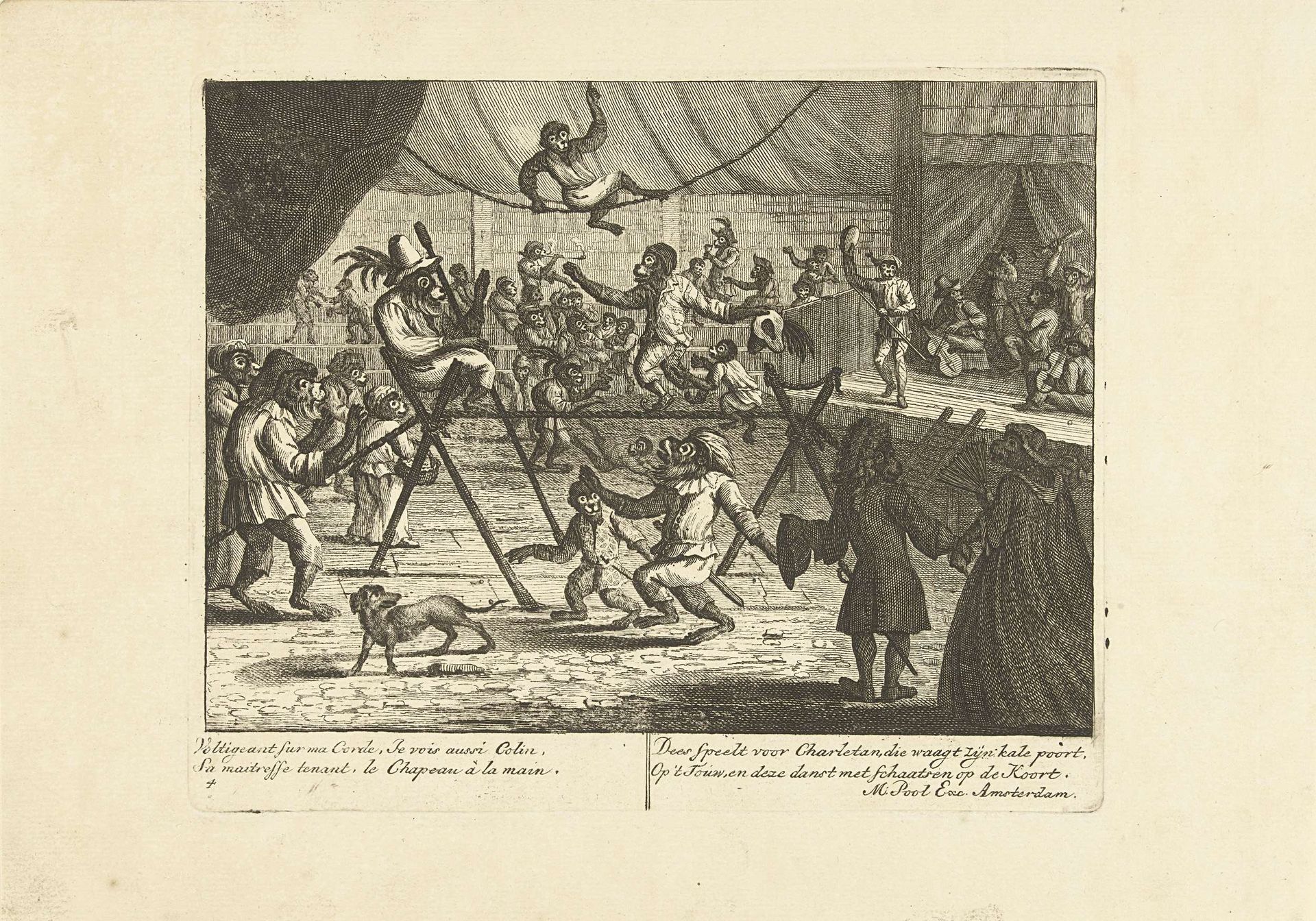 Circus met apen, ca. 1720 by Matthijs Pool
