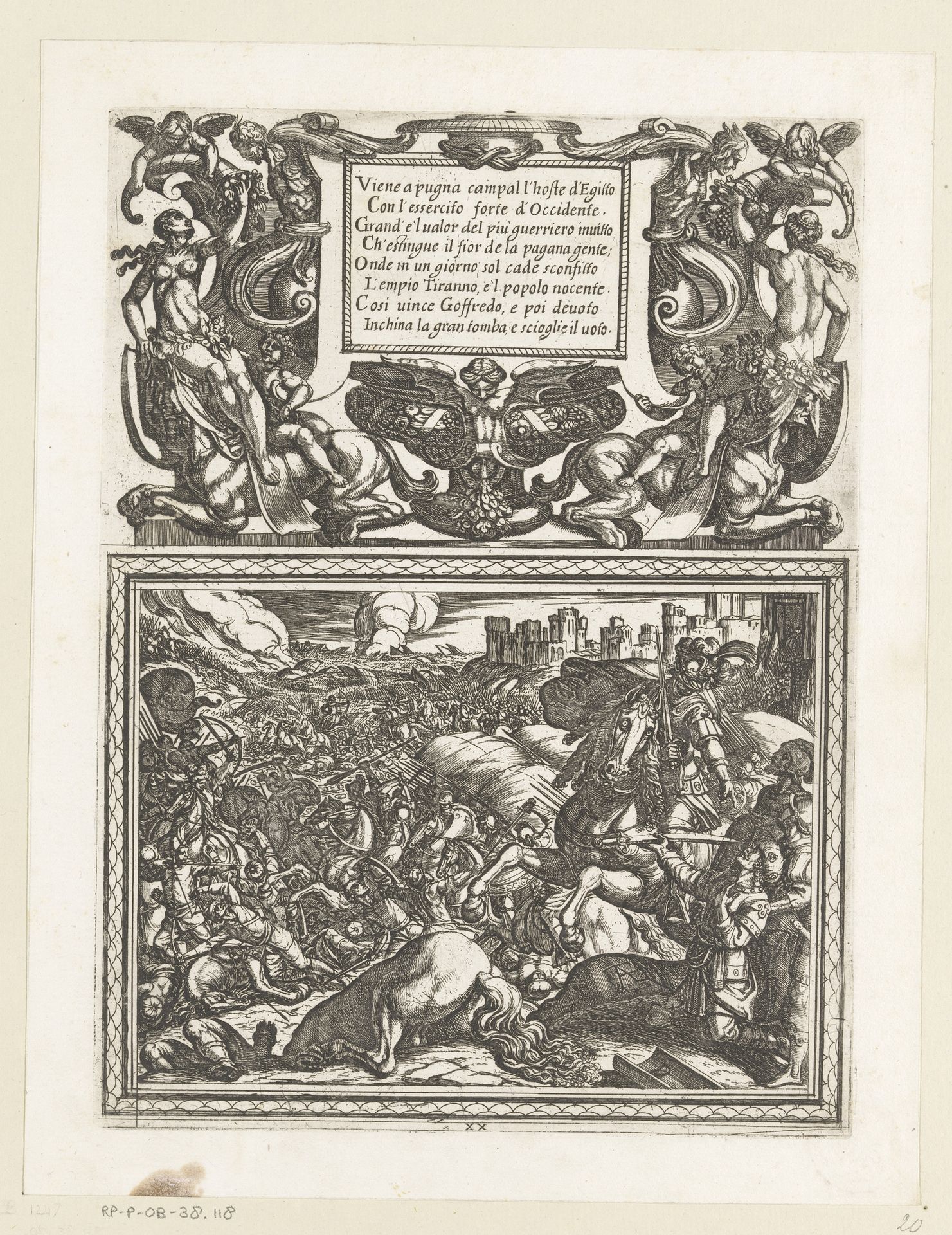 Illustratie bij Canto XX van Tasso's 'Gerusalemme Liberata' by Antonio Tempesta