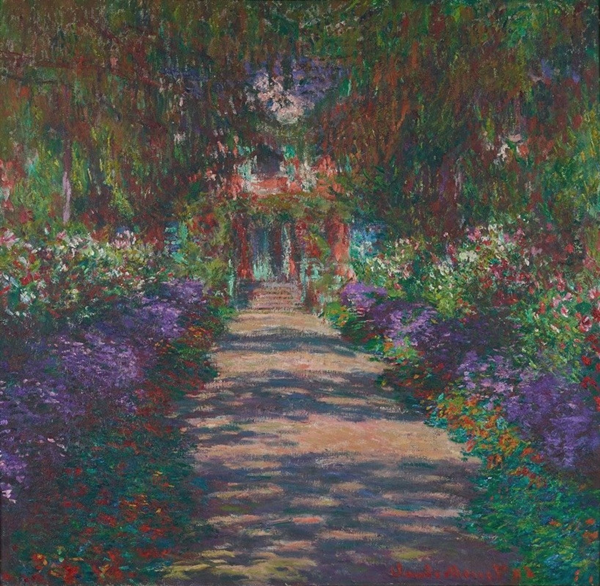 Eine Allee in Monets Garten in Giverny by Claude Monet