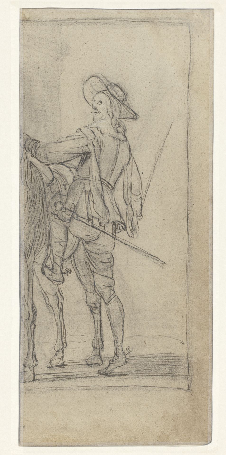 Man bestijgt paard by Gerard van Honthorst