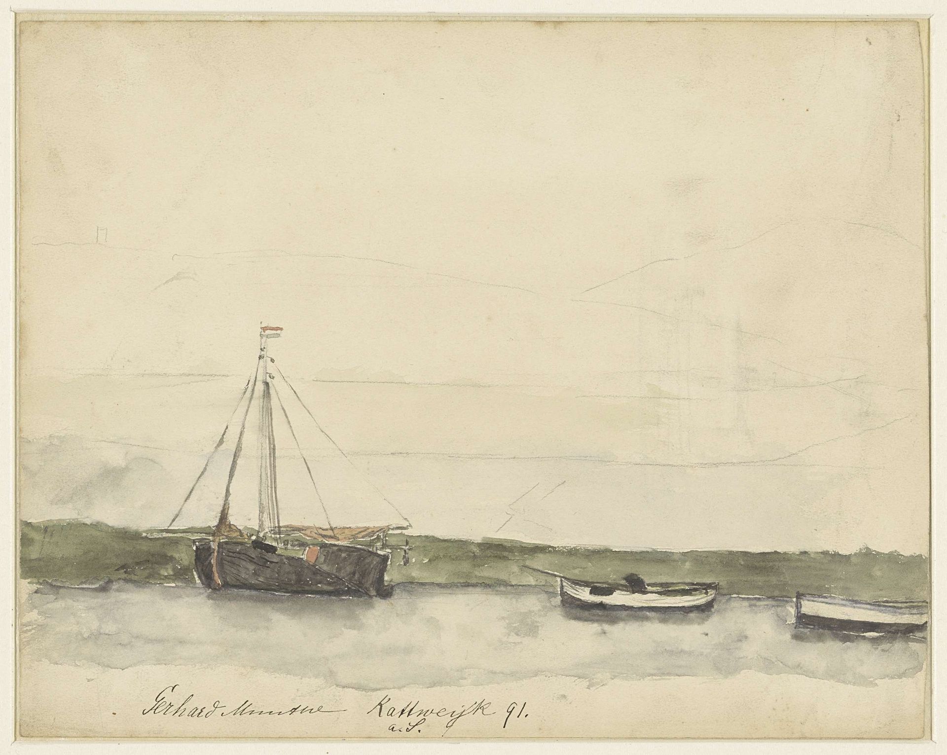 Schepen in de haven te Katwijk aan Zee by Gerhard Morgenstjerne Munthe