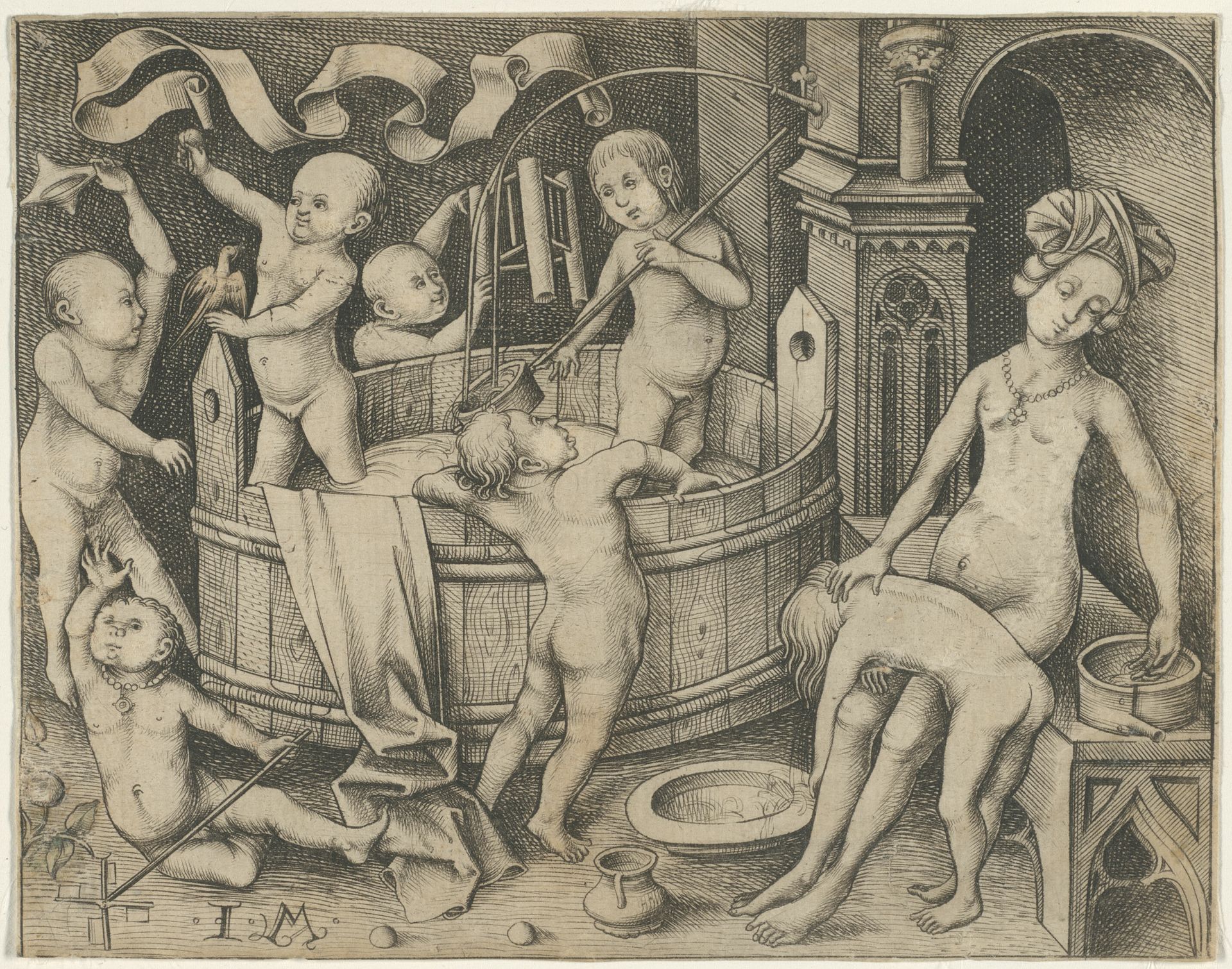 The Children's Bath by Israhel van Meckenem