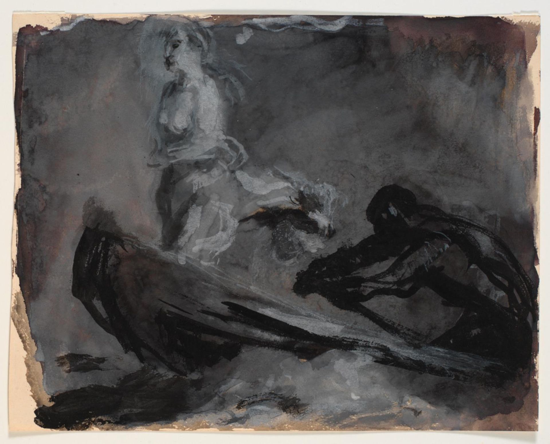 Charons båd. Psyke føres over floden Styx by Oluf Hartmann