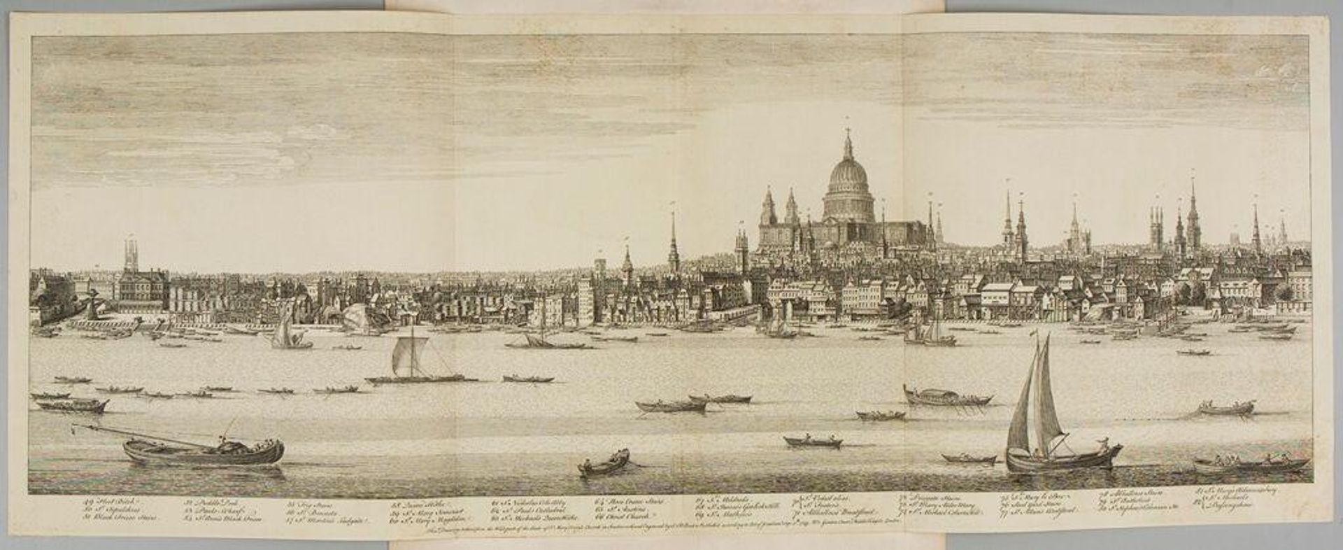 View of St. Paul's Cathedral, from the west part of the Leads of St. Mary Overy's Church in Southwark by Samuel Buck
