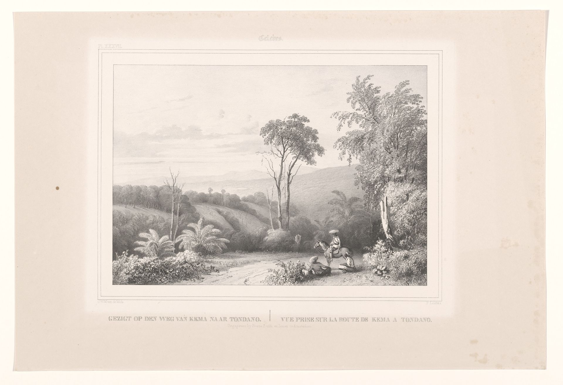 Gezicht op een glooiend landschap met landweg in Indonesië by Paulus Lauters