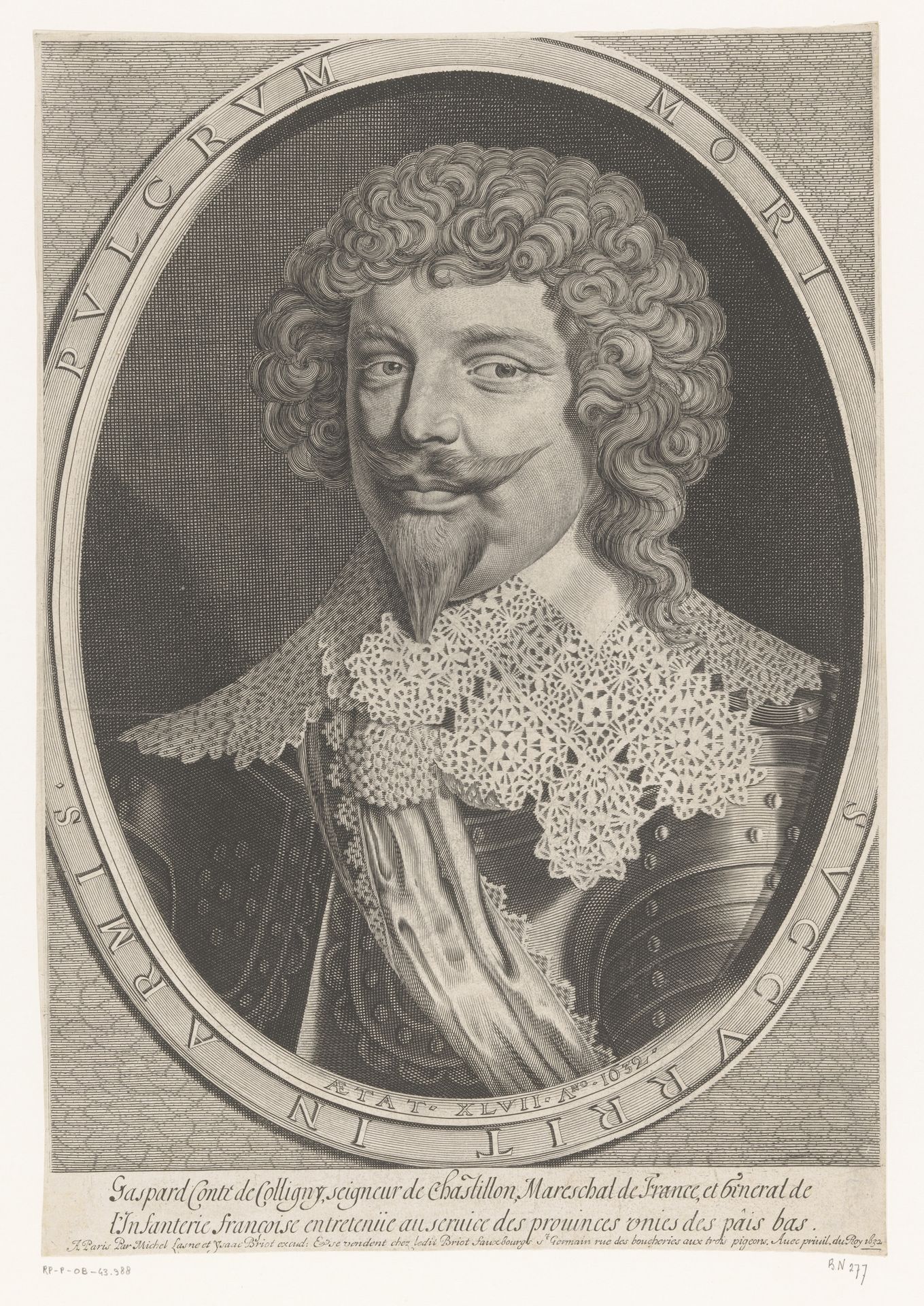 Portret van Gaspard (III) de Coligny by Michel Lasne