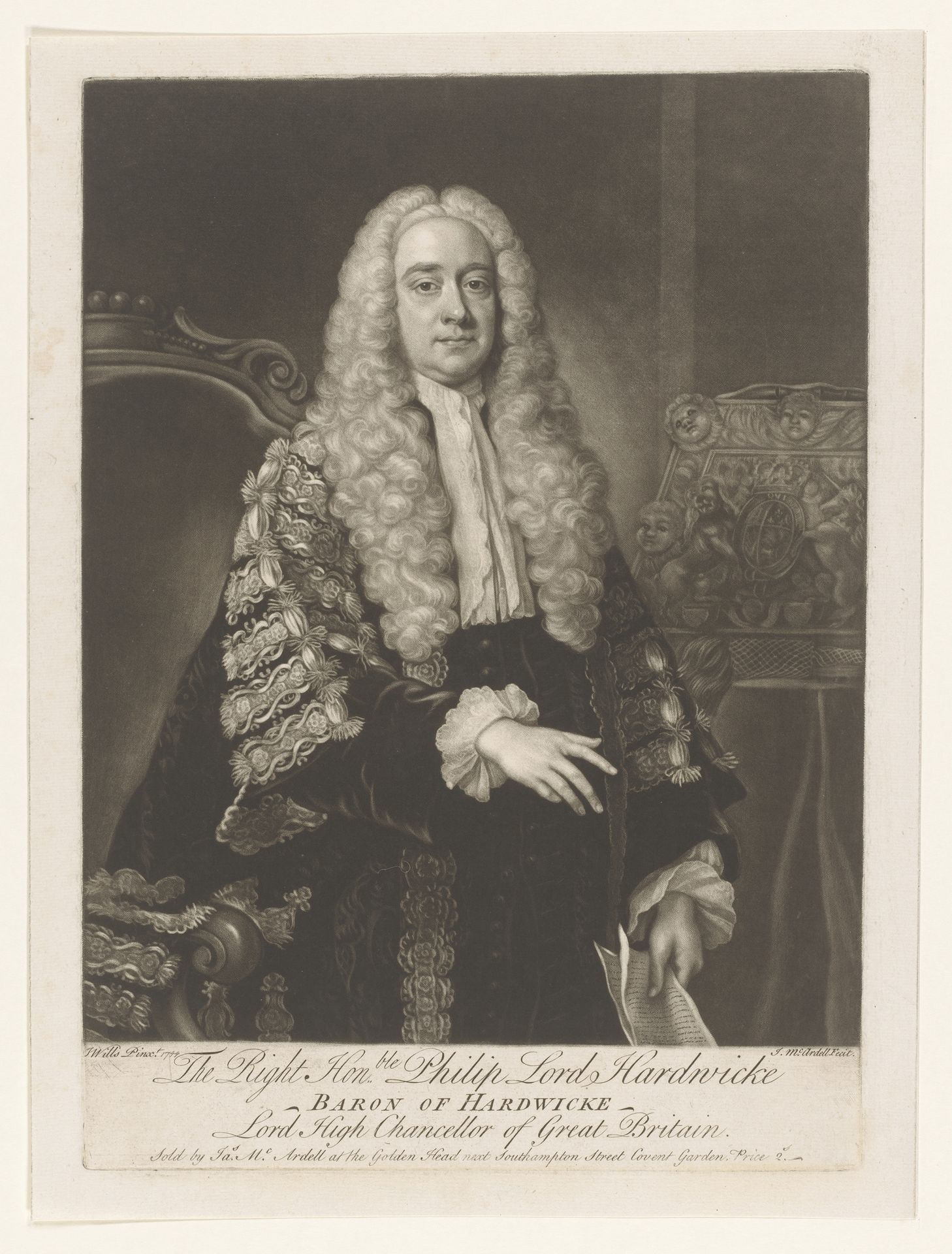 Portret van Philip Yorke by James McArdell