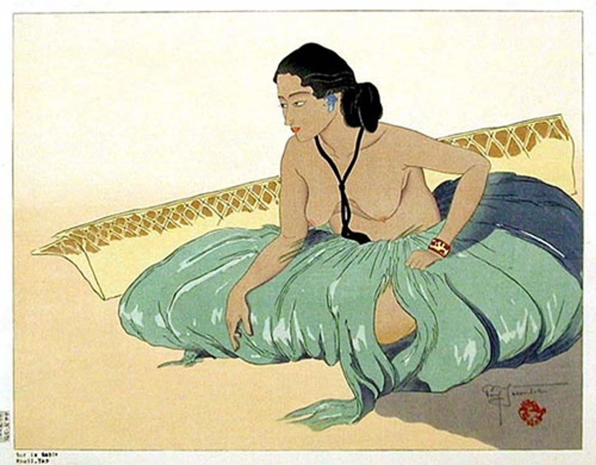 Sur Le Sable. Rhull, Yap by Paul Jacoulet