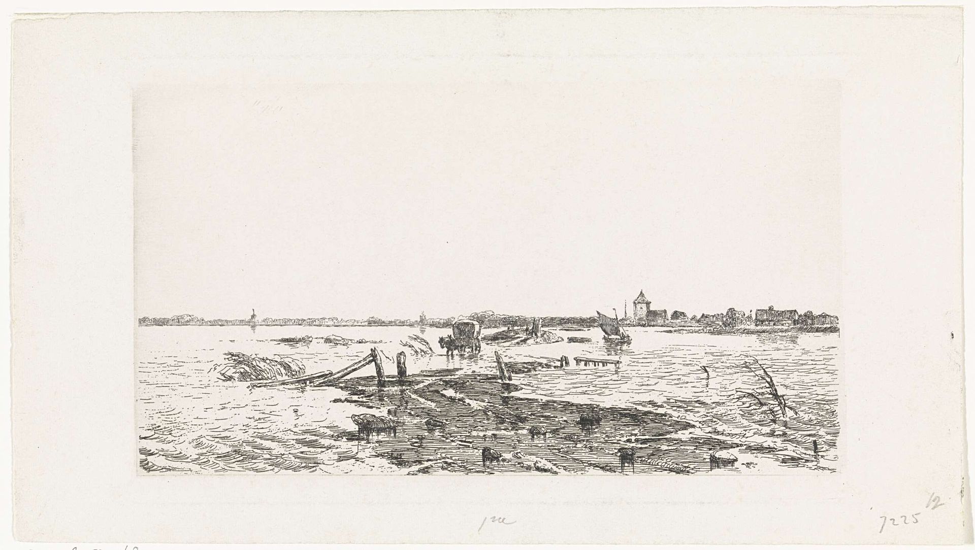 Overstroomd landschap tussen Oss en Lith by Cornelis Springer