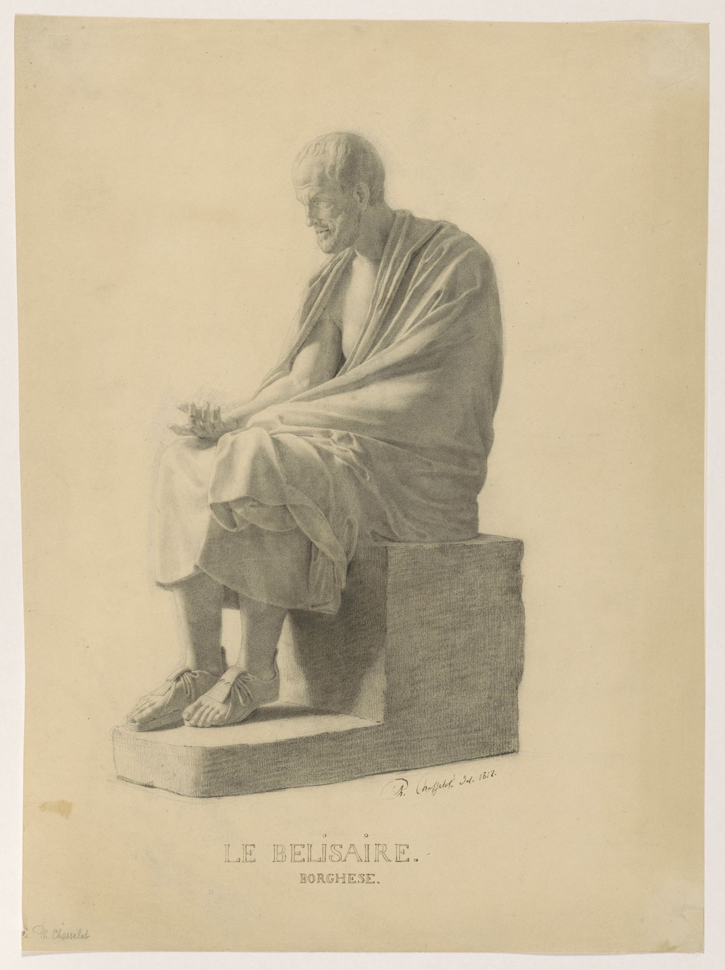 Zittende oude man by Charles Abraham Chasselat