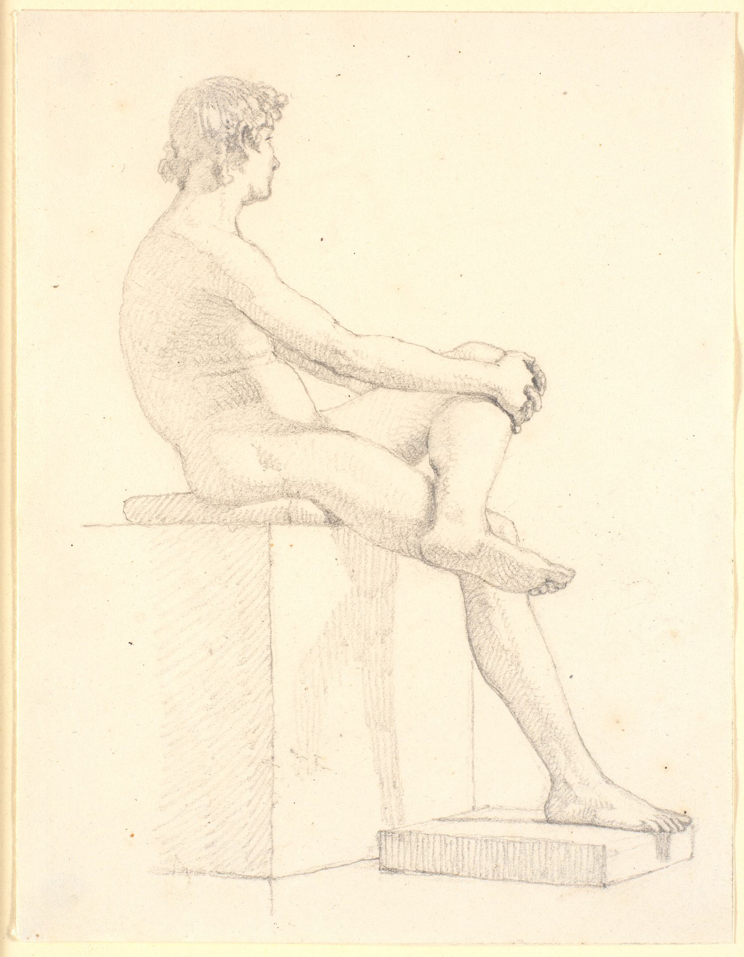 Ung, siddende mandlig model by Christen Købke