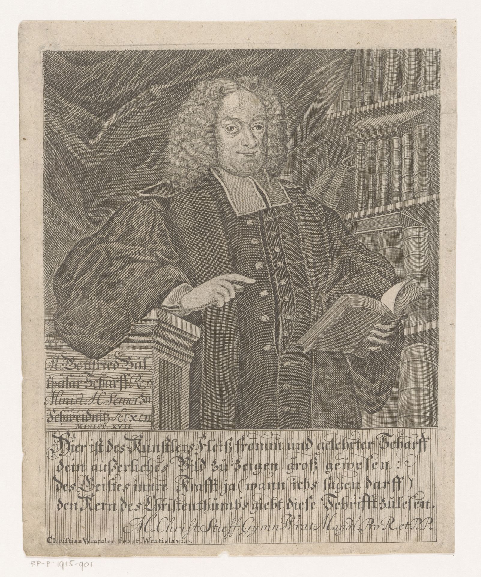 Portret van Gottfried Balthasar Scharff by Christian Winckler