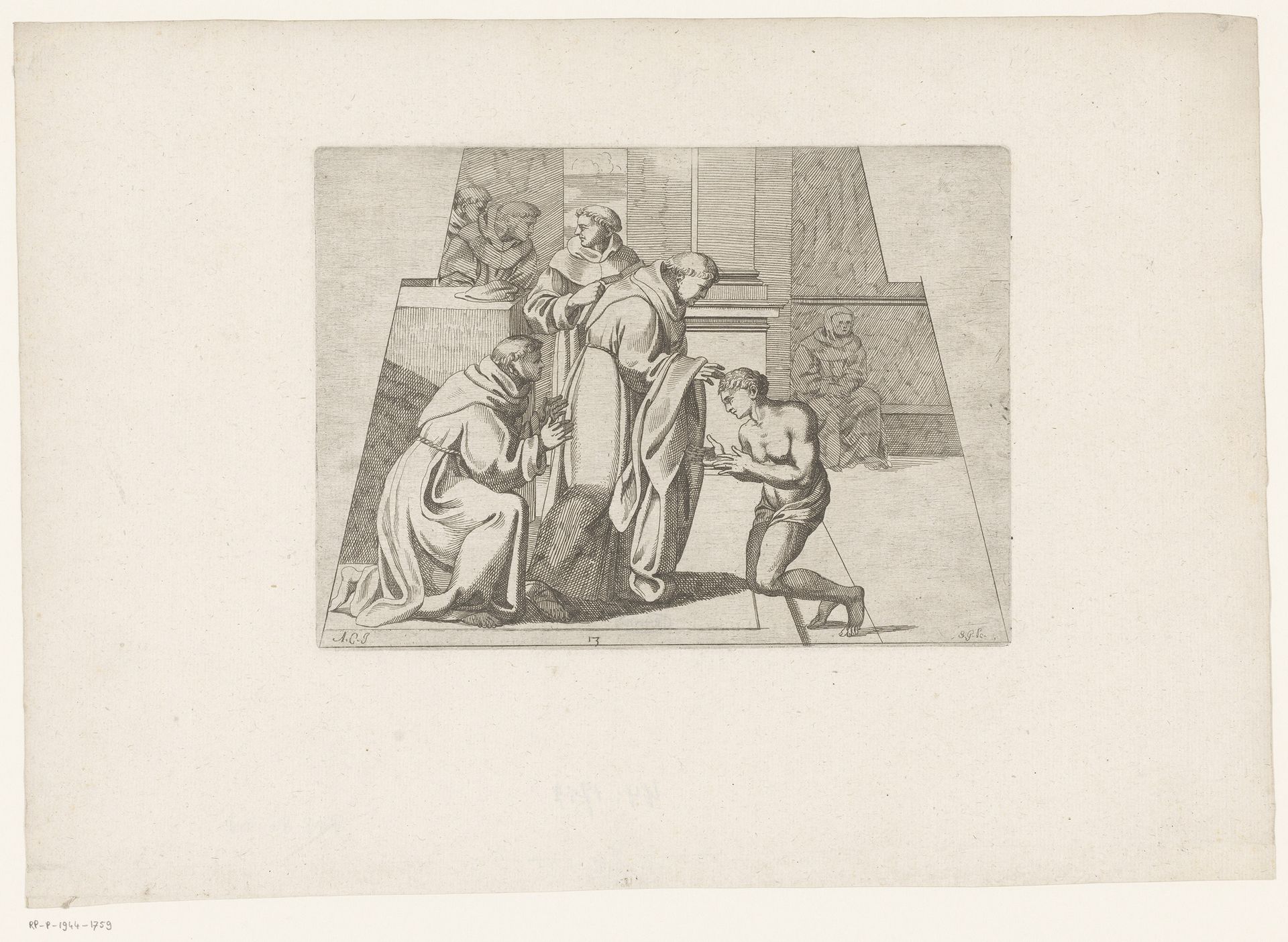 Heilige Juan Diego ontvangt de Franciscaner pij by Simon (II) Guillain