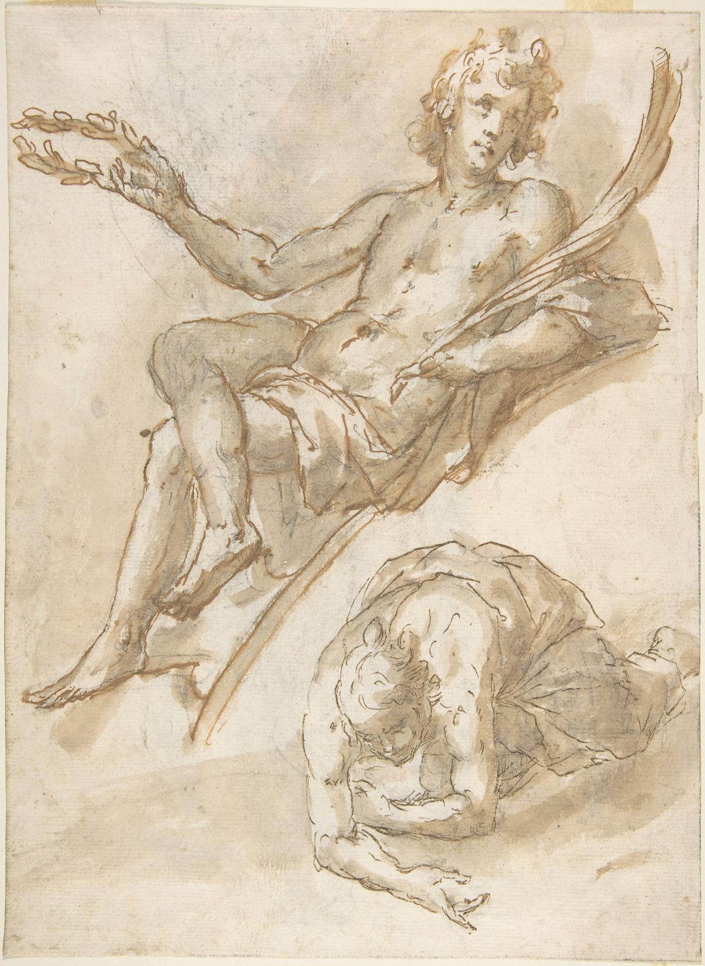 Two Figures (recto); Standing Figure (Young Hercules?) (verso) by Anonymous