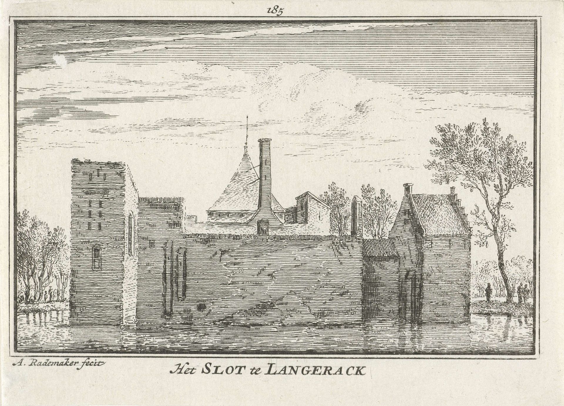 Gezicht op Kasteel Langerak by Abraham Rademaker