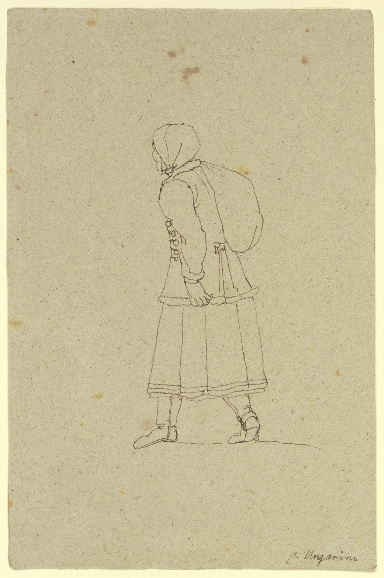 Gehende Ungarin mit einem Sack auf dem Rücken, in Rückenansicht by Franz Pforr