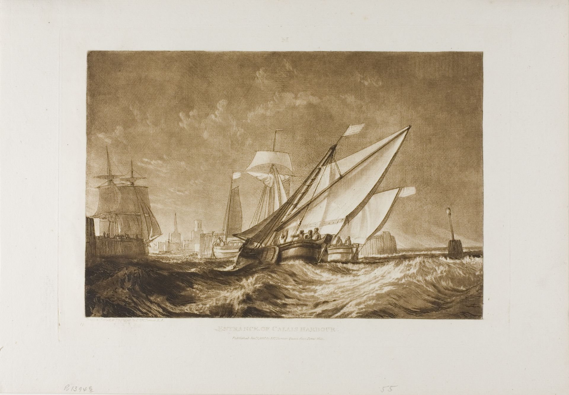 Entrance of Calais Harbour, plate 55 from Liber Studiorum by Joseph Mallord William Turner