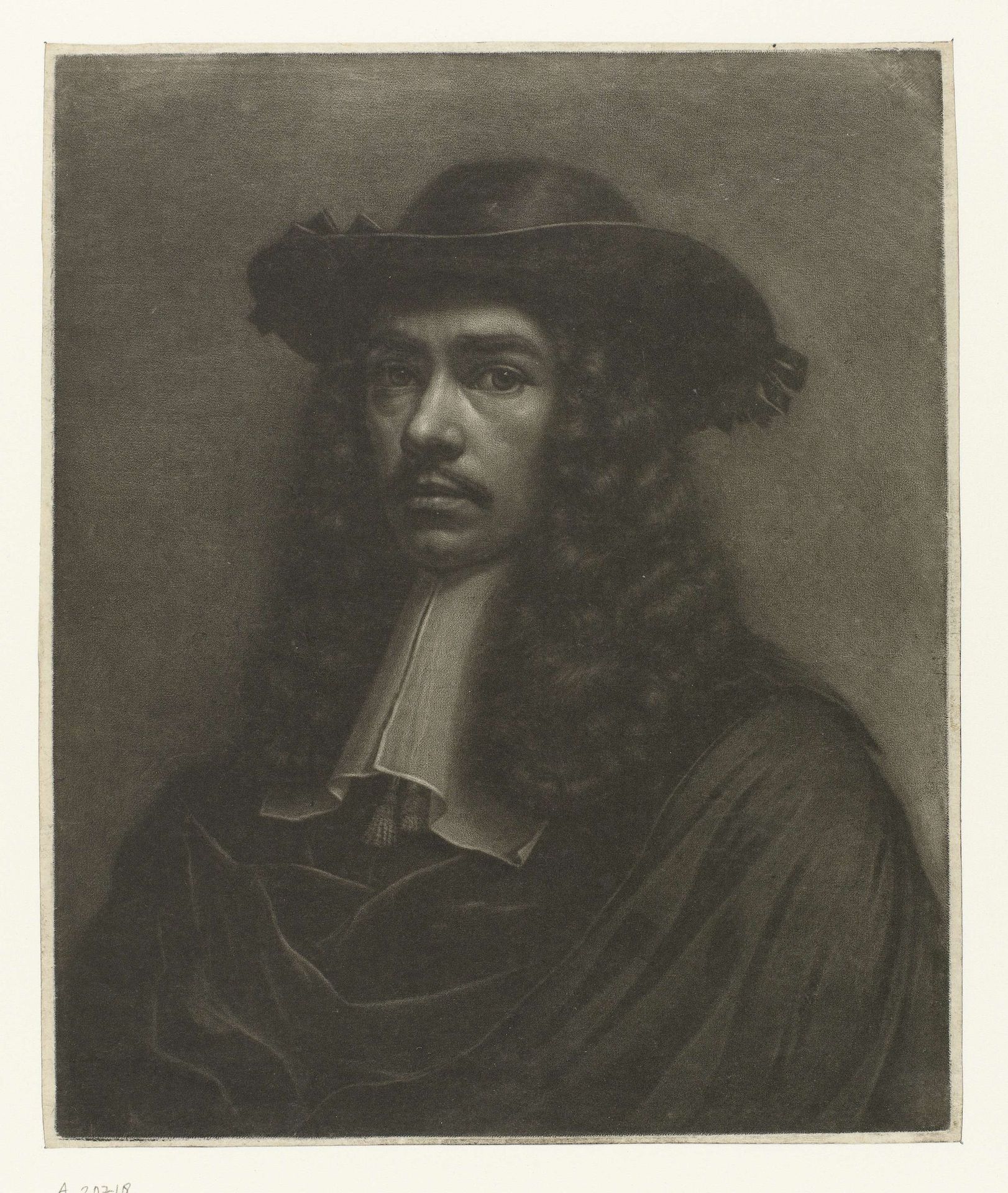 Zelfportret van Wallerant Vaillant met hoed by Wallerant Vaillant