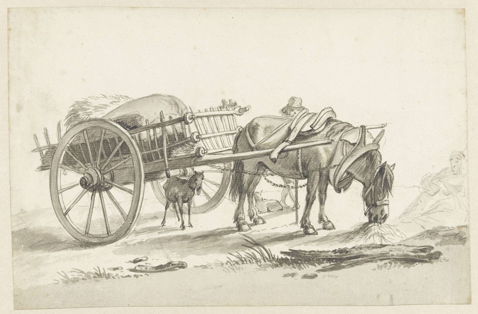 Paard en wagen by Pieter Bartholomeusz. Barbiers