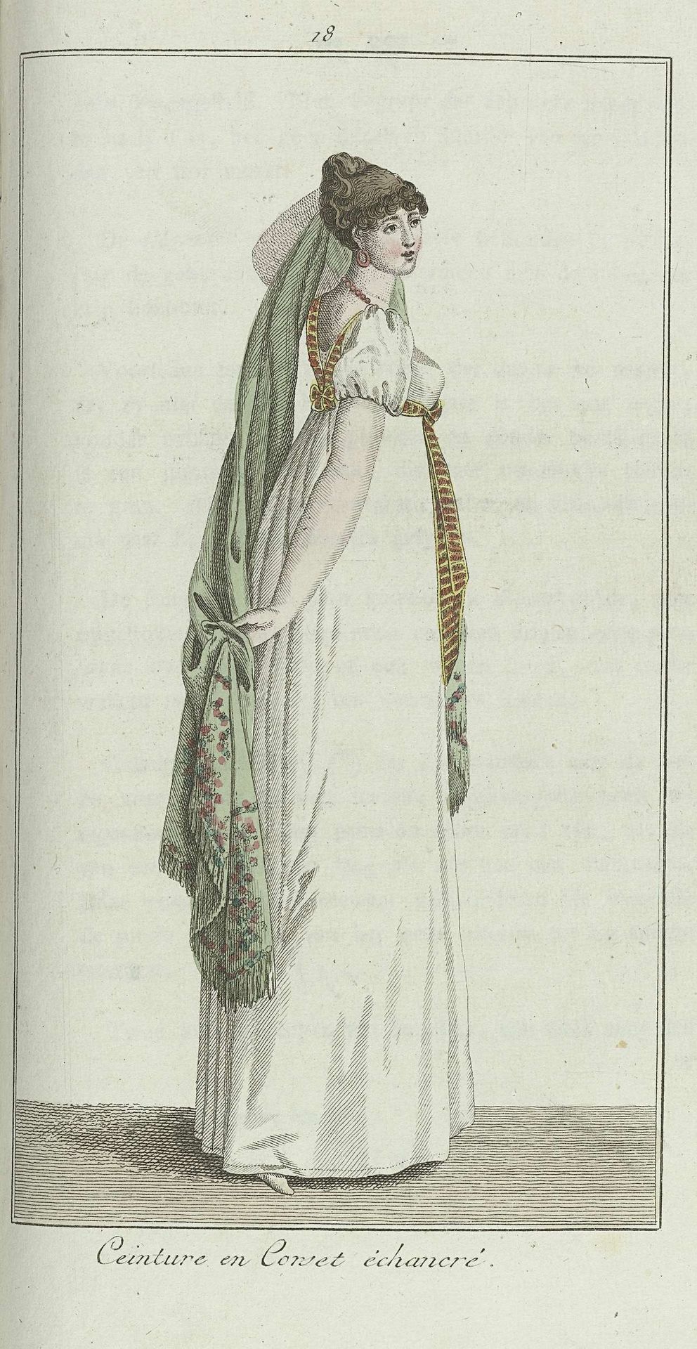 Elegantia, of tijdschrift van mode, luxe en smaak voor dames, Augustus 1807, No. 18: Ceinture en Conset échaneré by Anonymous