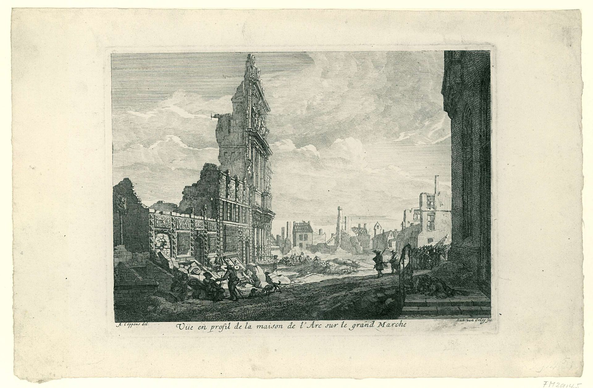 Ruïnes op de Grote Markt te Brussel, 1695 by Richard van Orley