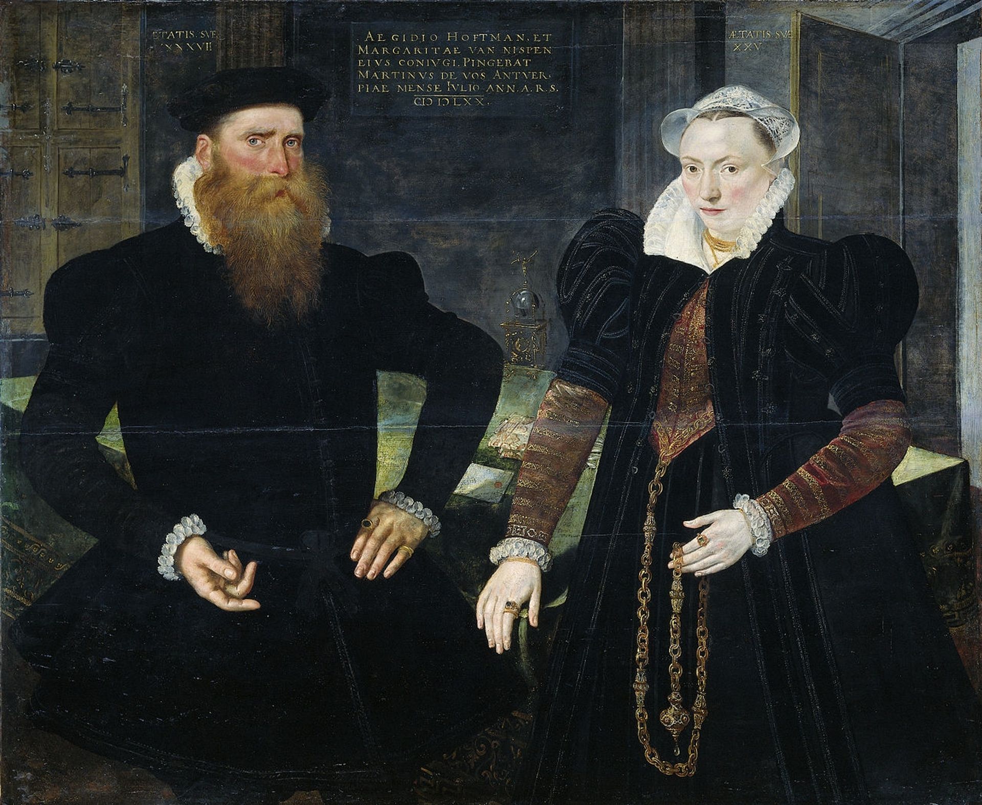 Portrait of Gillis Hooftman, Shipowner, and His Wife Margaretha Van Nispen by Maarten de Vos