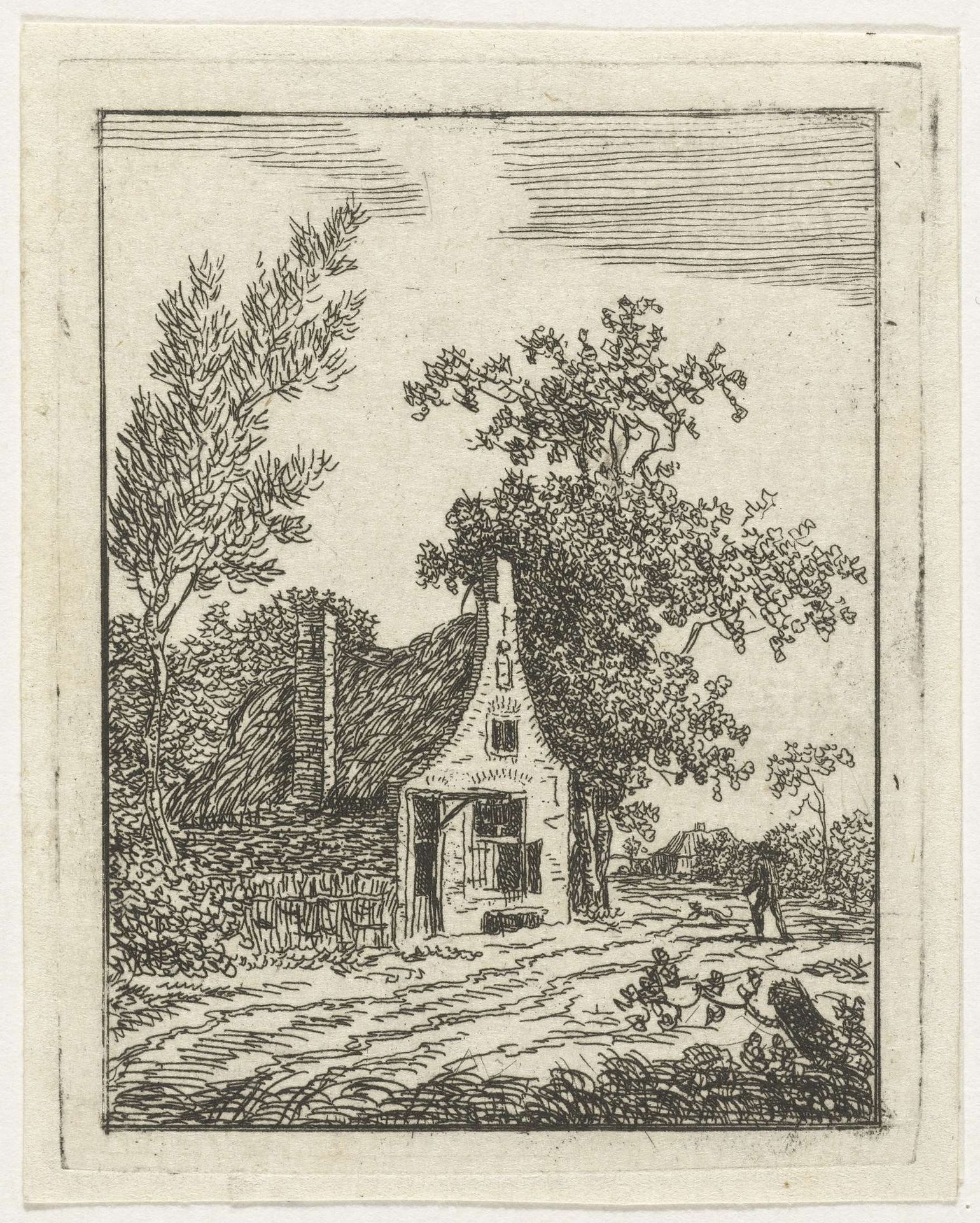 Huis met halsgevel tussen bomen by Anthonie van den Bos
