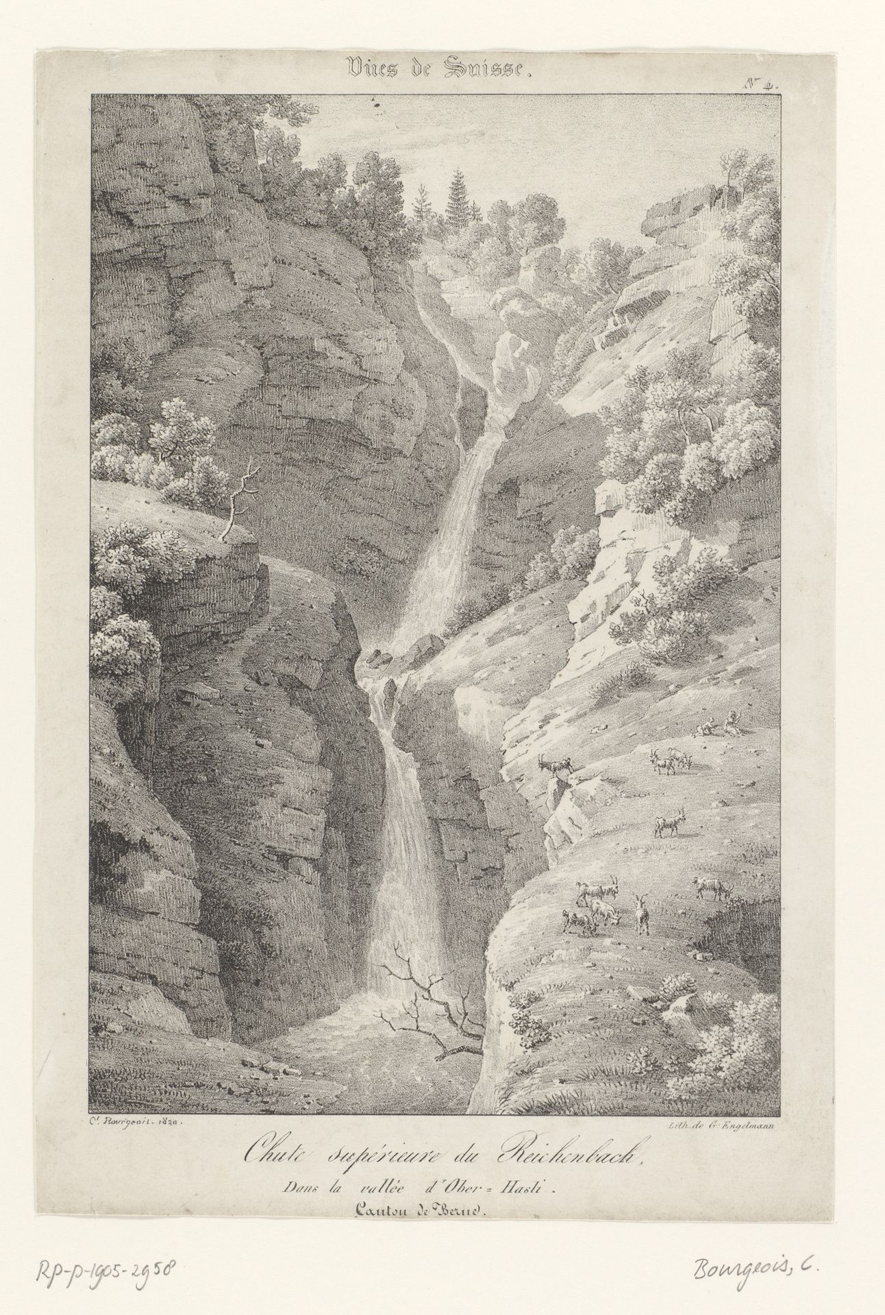 Zicht op de Reichenbachwaterval by Constant Bourgeois