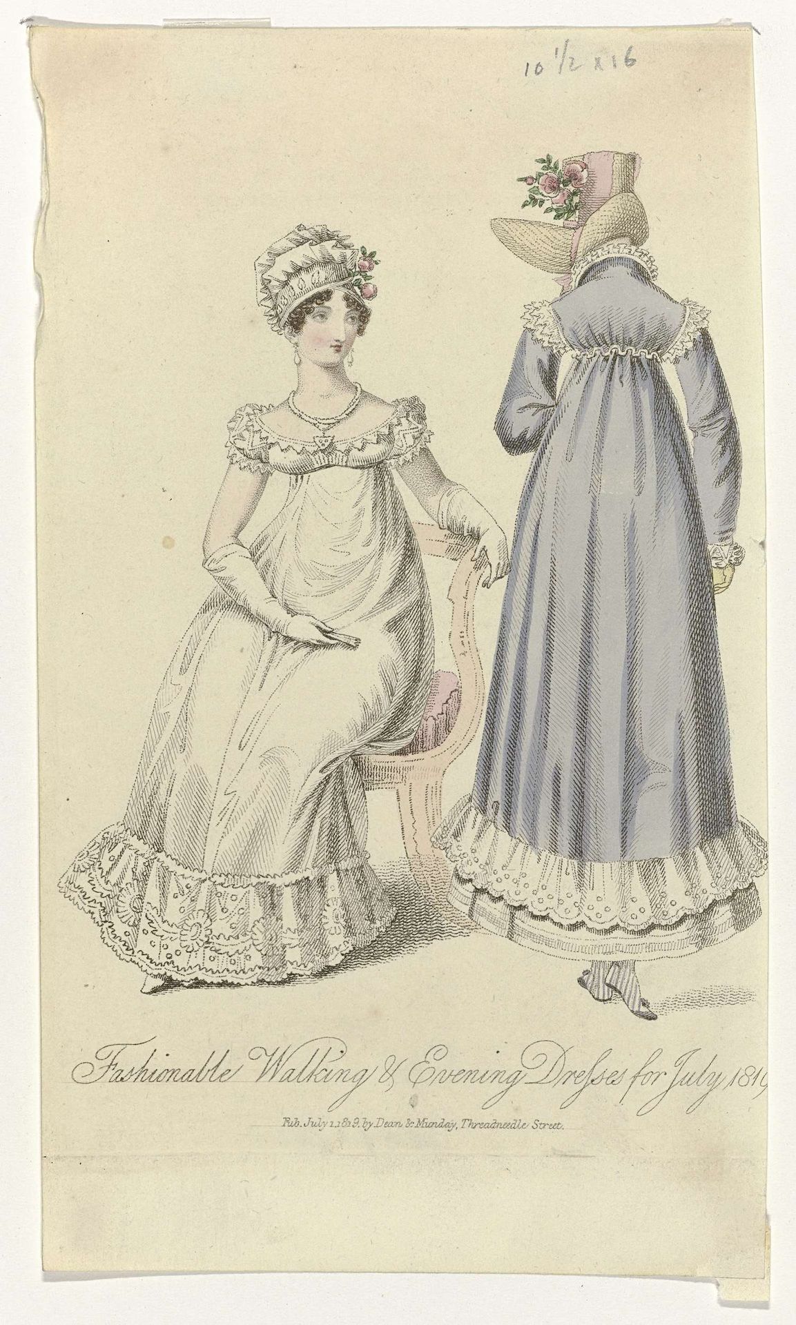 Fashionable Walking & Evening Dresses for July 1819 by Anonymous