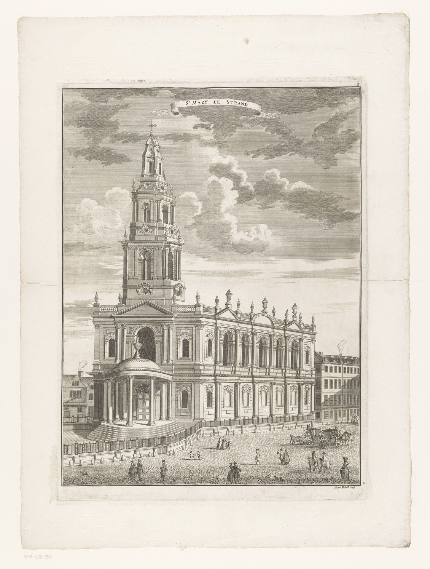 Gezicht op de Saint Mary Le Strand by Sutton Nicholls