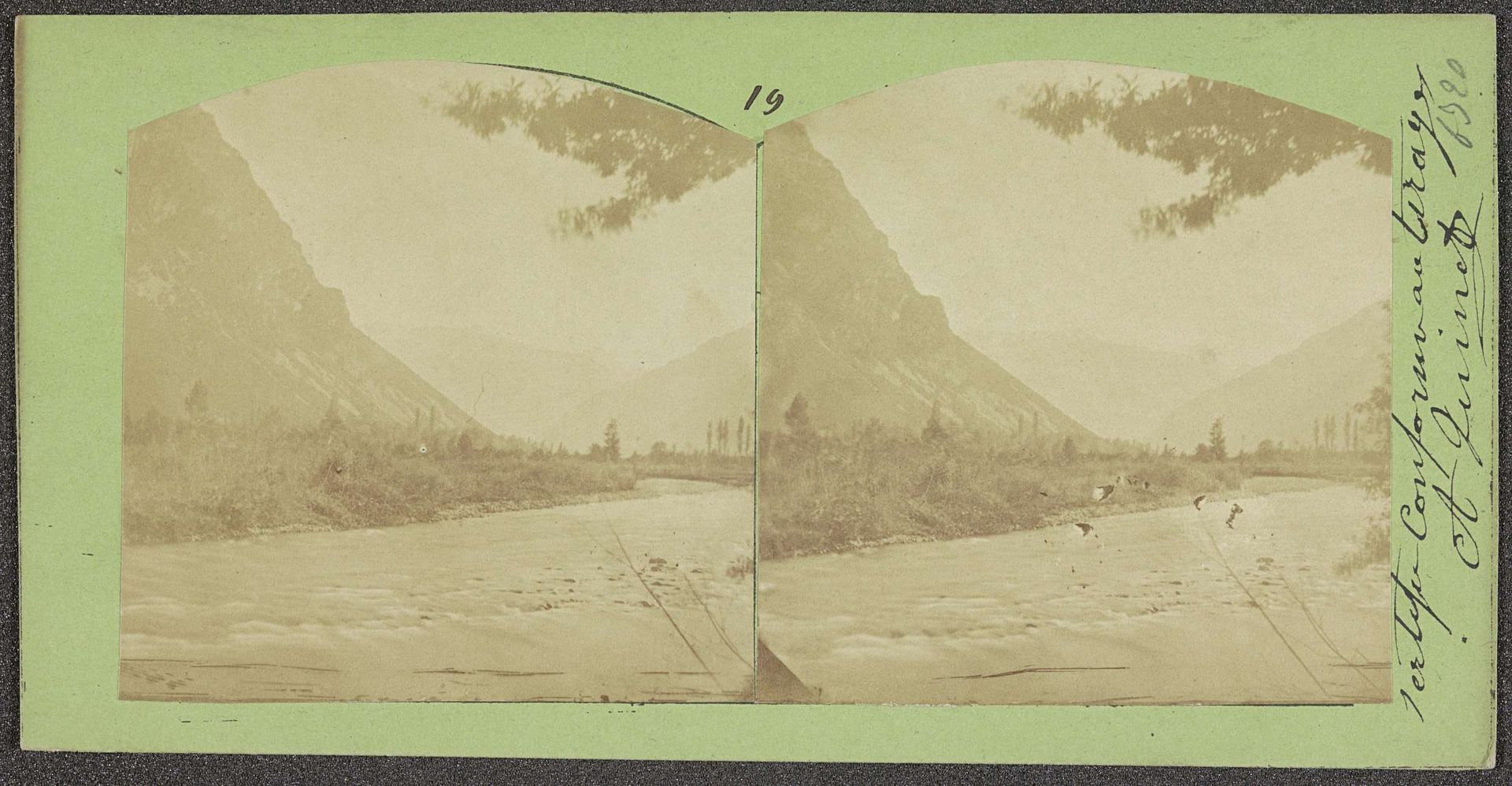 Rivier met op de achtergrond Alpen landschap by Achille Quinet