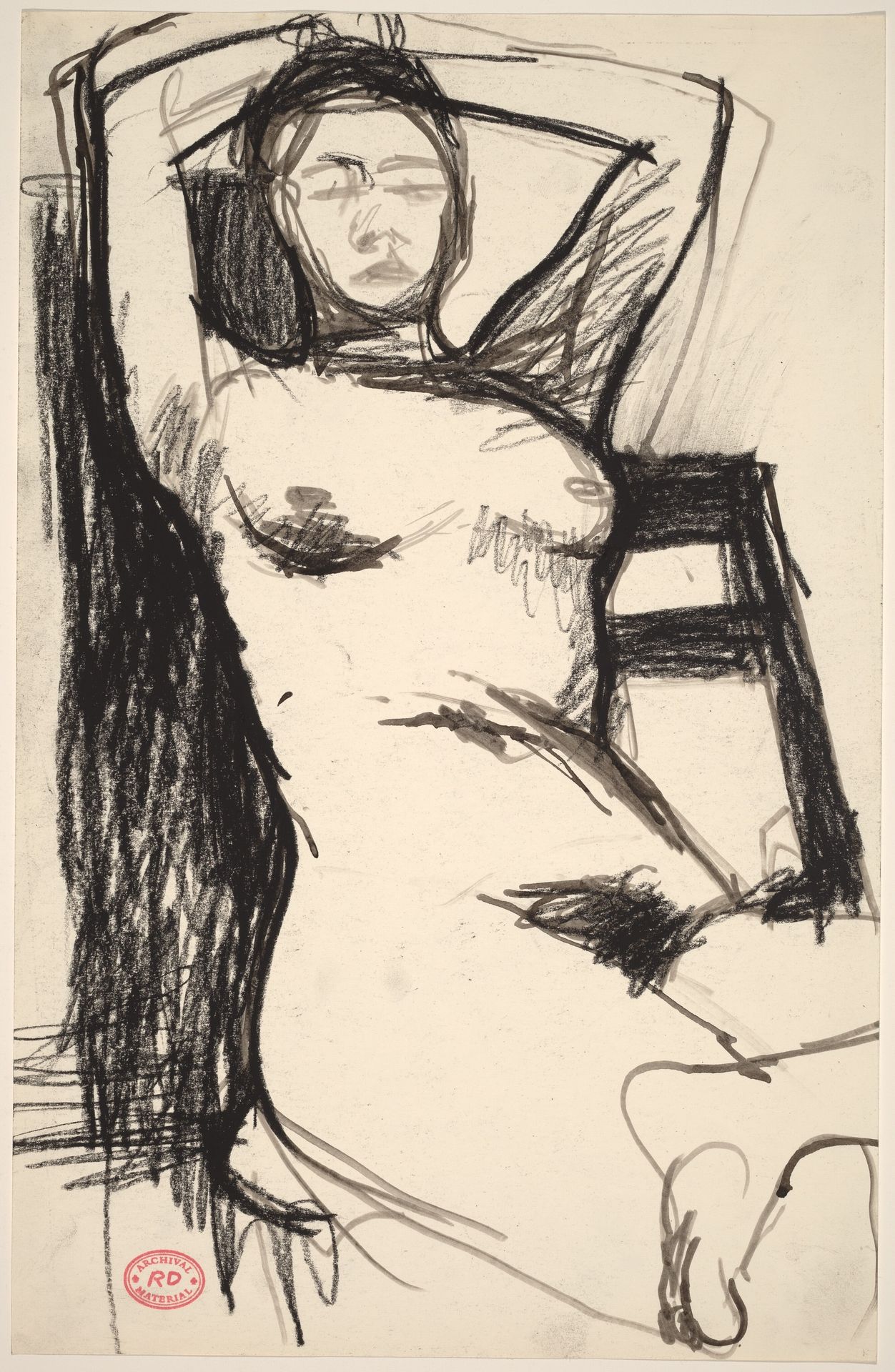 Untitled [seated nude leaning back with hands behind her head] by Richard Diebenkorn