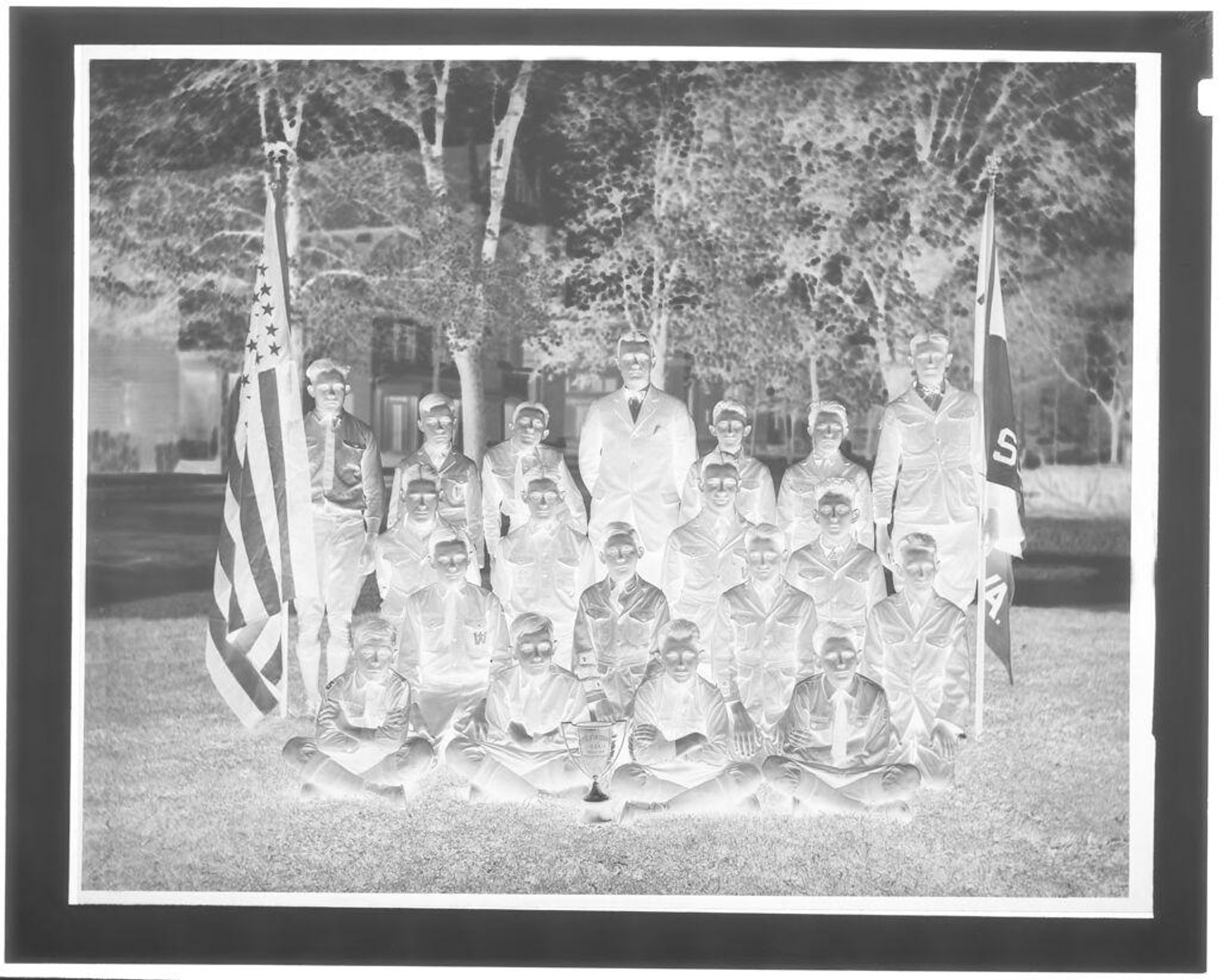 Untitled (boy scouts posing with trophy cup) by Hamblin Studio