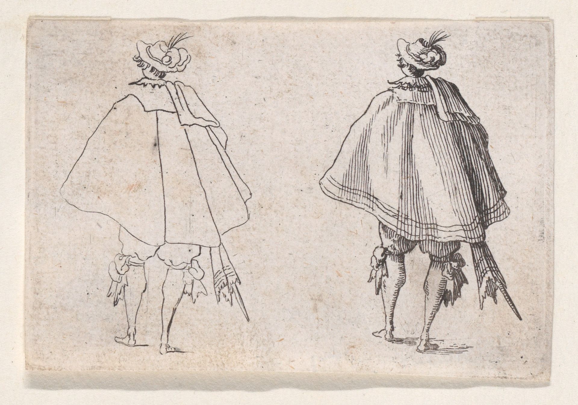 Reverse Copy of Le Gentilhomme au Grand Manteau, Vu de Dos (Gentleman with a Large Mantle, Viewed from Behind), from "Les Caprices" Series A, The Florence Set by Anonymous