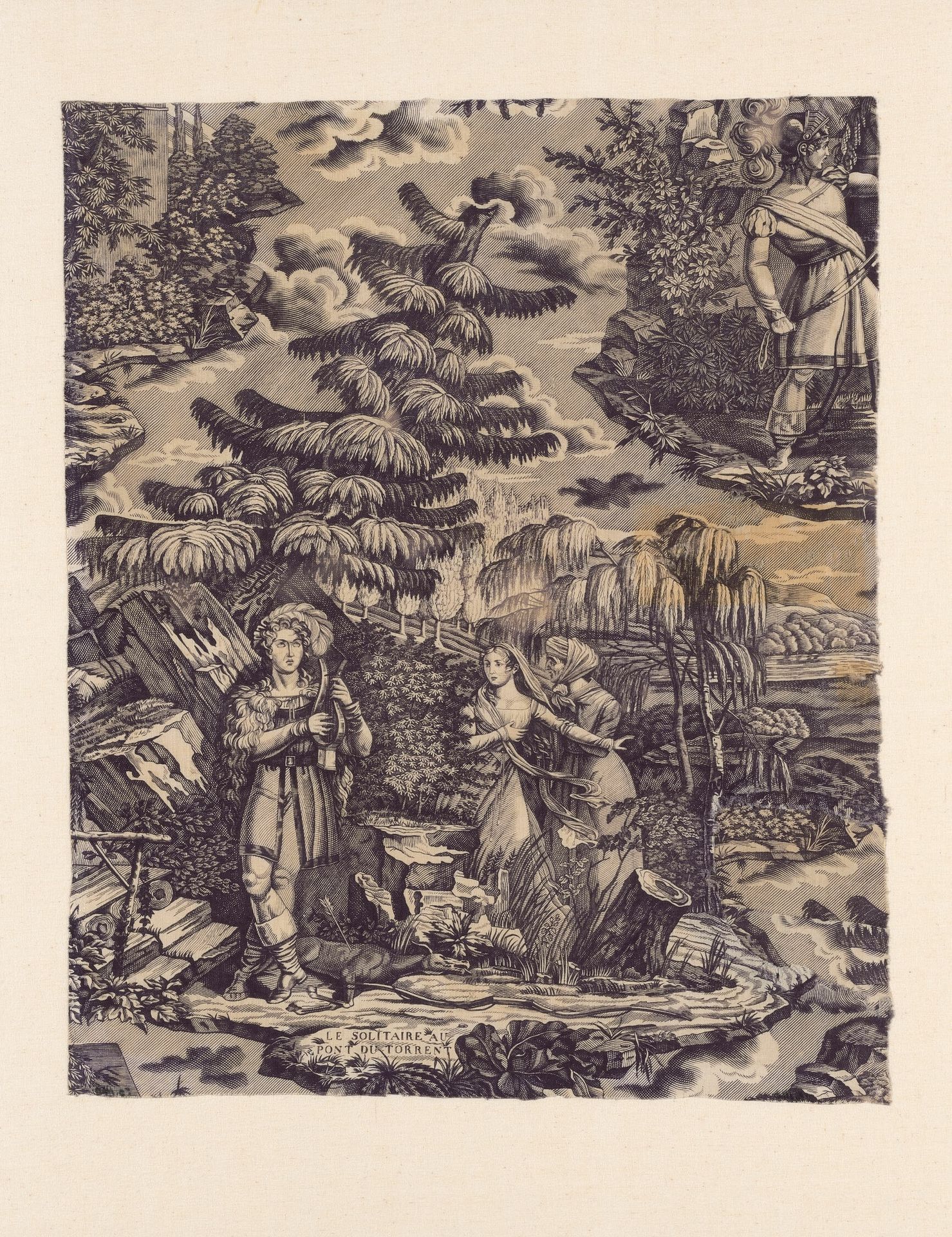 Le Solitaire au Pont du Torrent (The Hermit at the Bridge over the Torrent) (Furnishing Fabric) by Hartmann et Fils