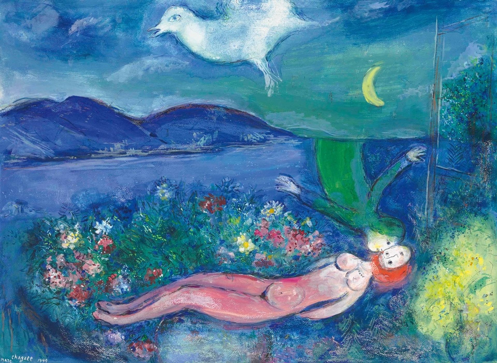 Les amoureaux au Cap-Ferrat by Marc Chagall