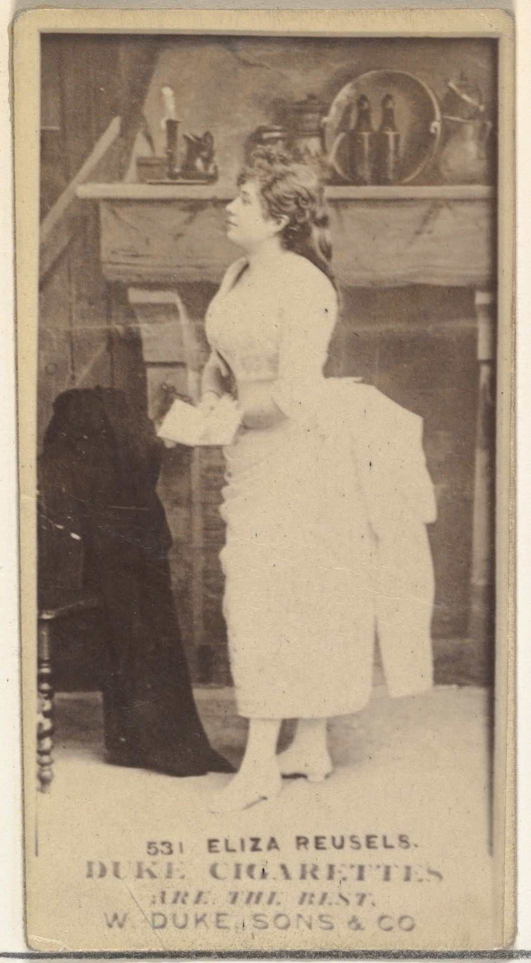 Card Number 531, Eliza Reusels, from the Actors and Actresses series (N145-7) issued by Duke Sons & Co. to promote Duke Cigarettes by W. Duke, Sons & Co.