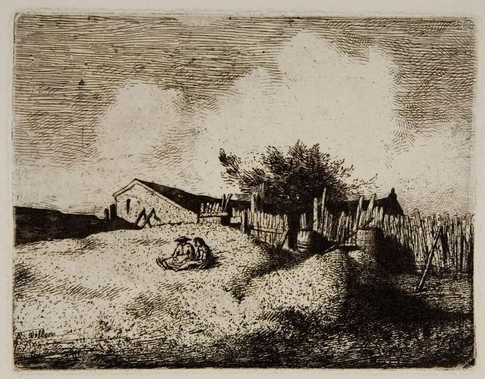 Landscape with Two Seated Figures by Antoine Vollon